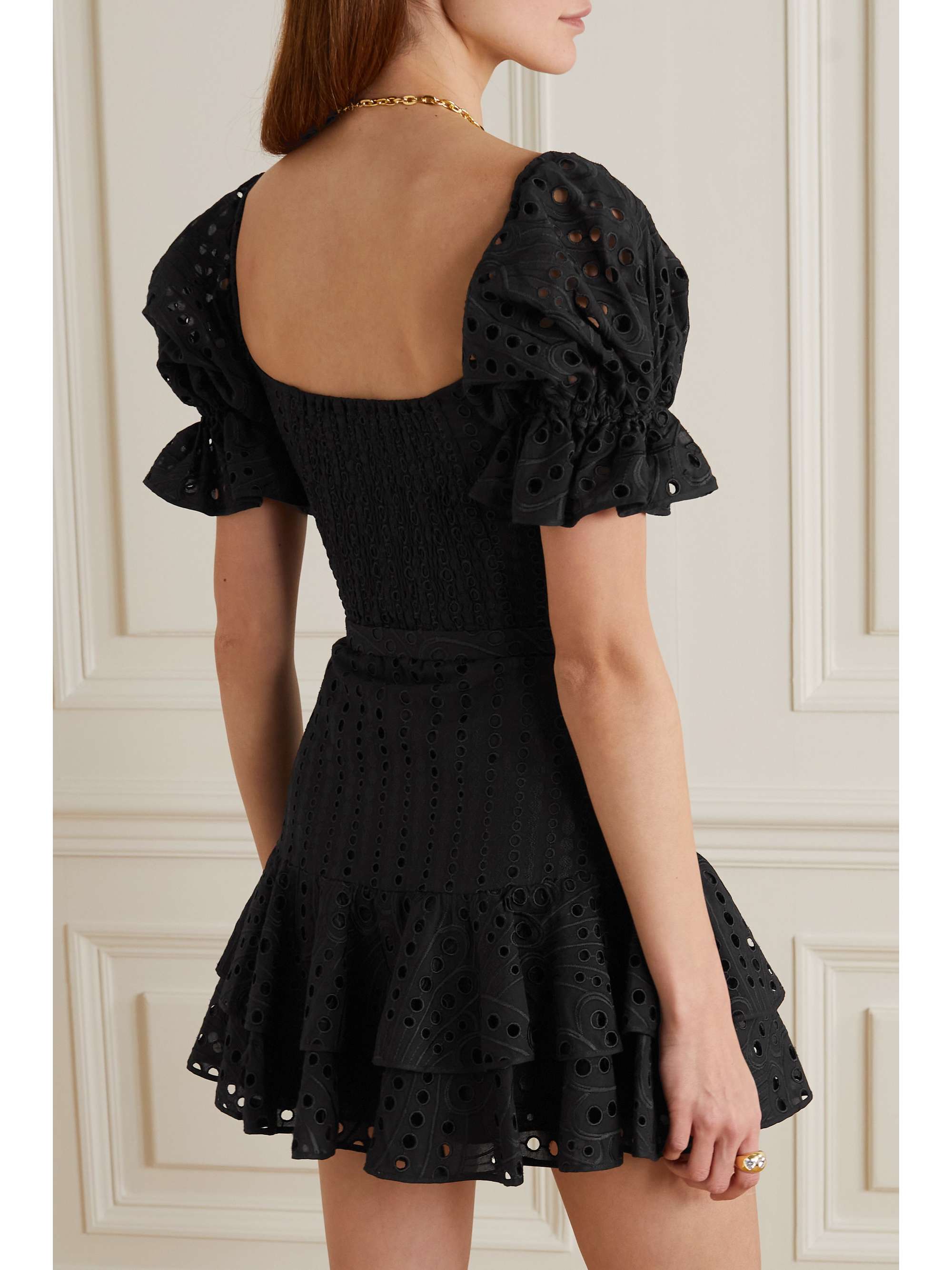 ruffled broderie anglaise cotton-blend 