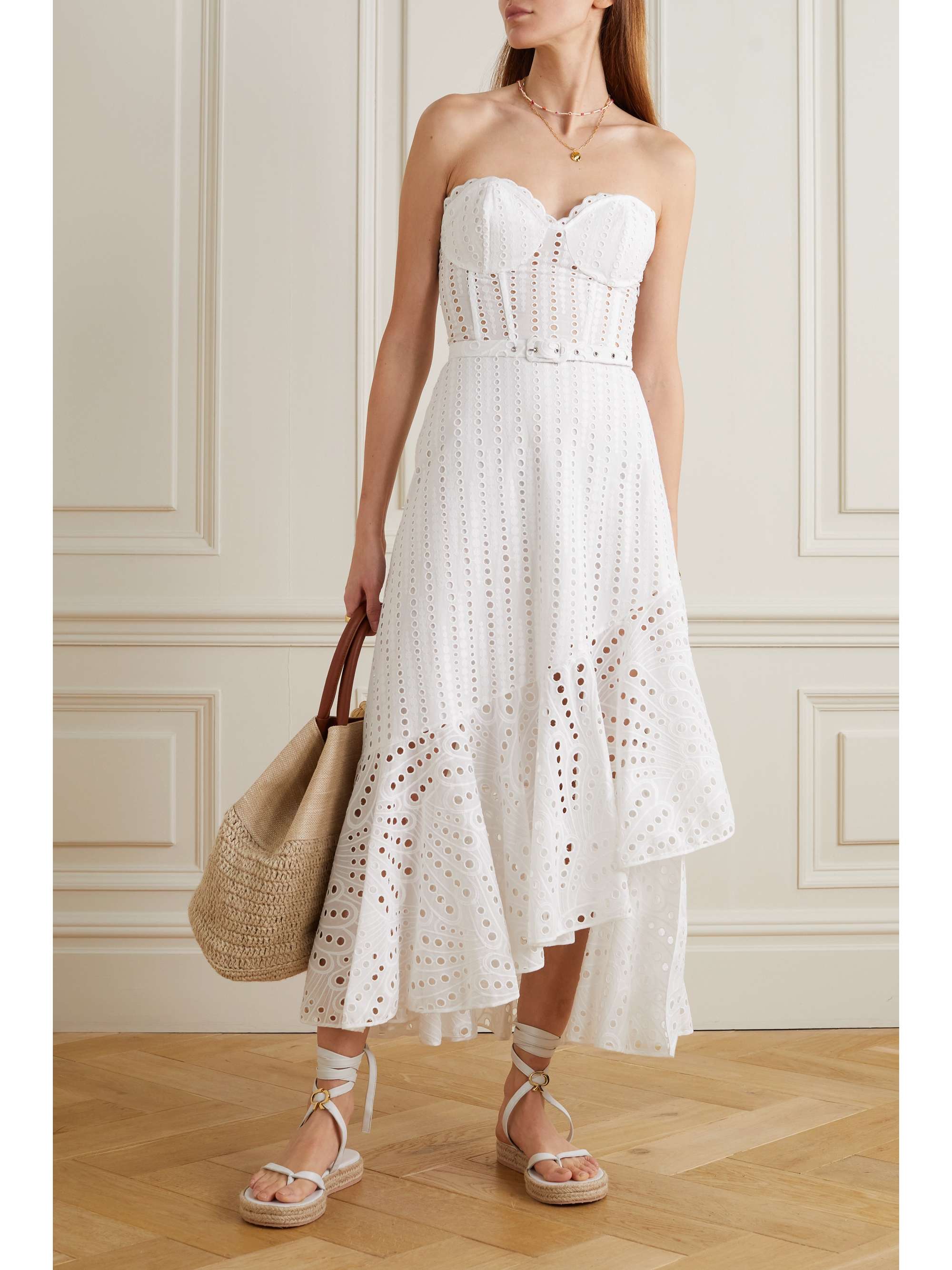 White Aurora strapless asymmetric 