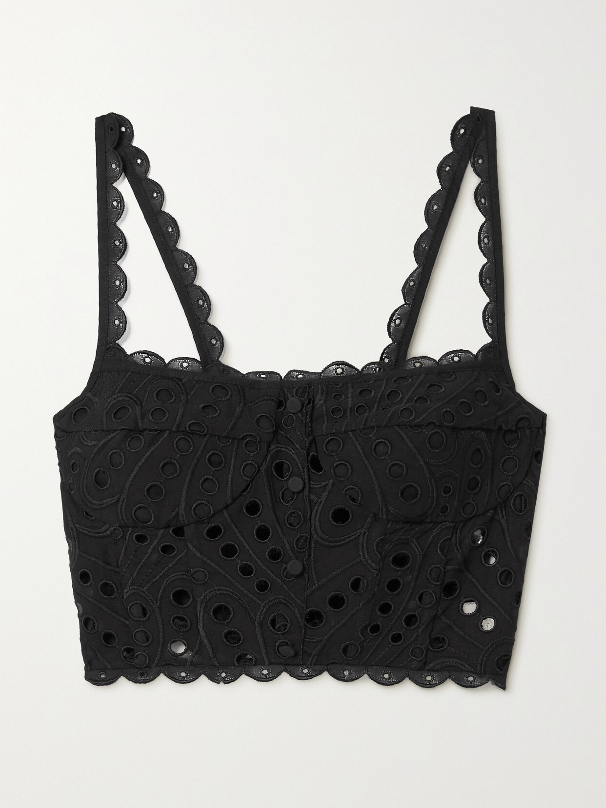 Shop Charo Ruiz Tessa Broderie Anglaise Cotton-blend Top In Black