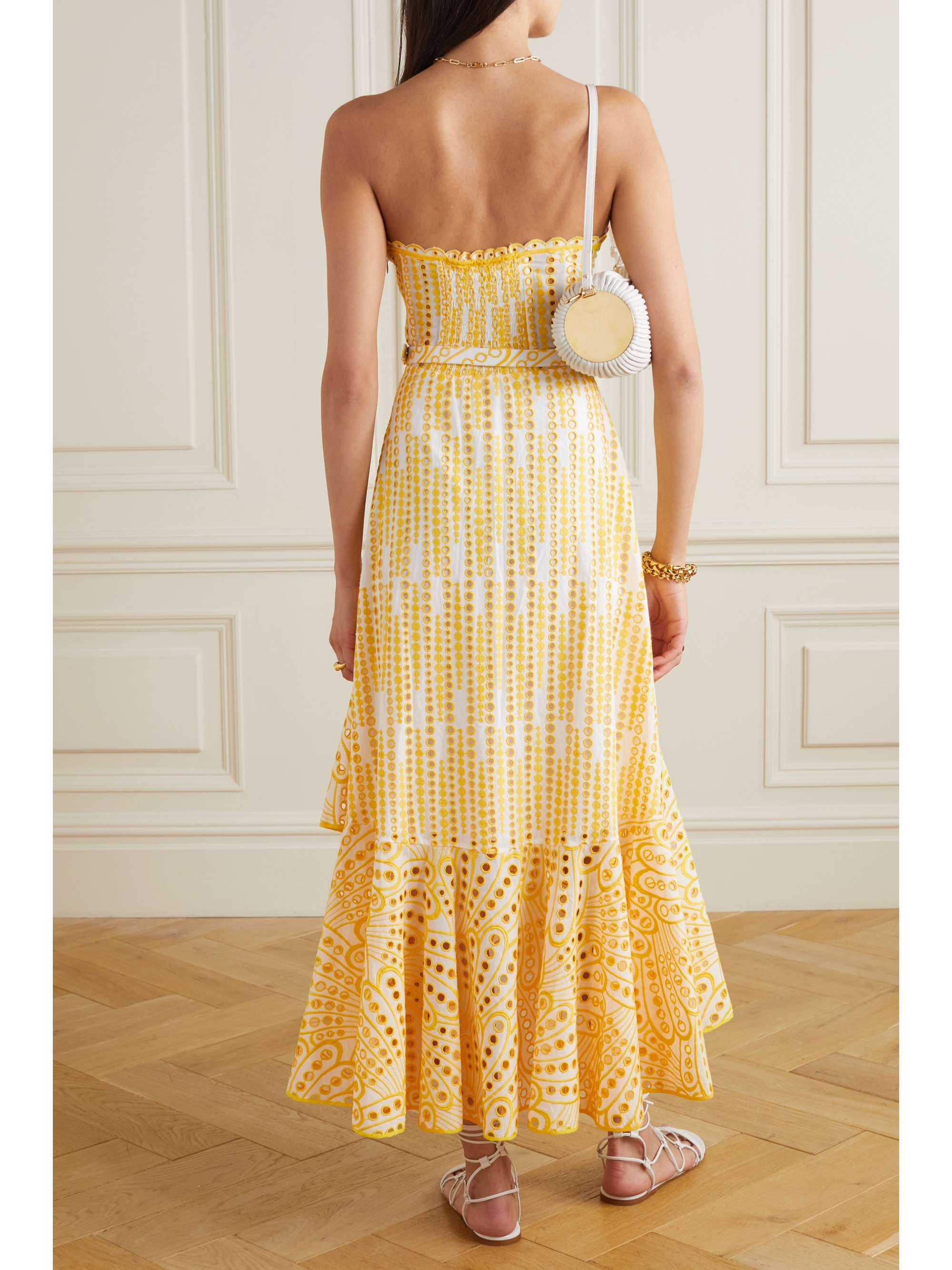 CHARO RUIZ Aurora strapless asymmetric broderie anglaise cotton-blend dress