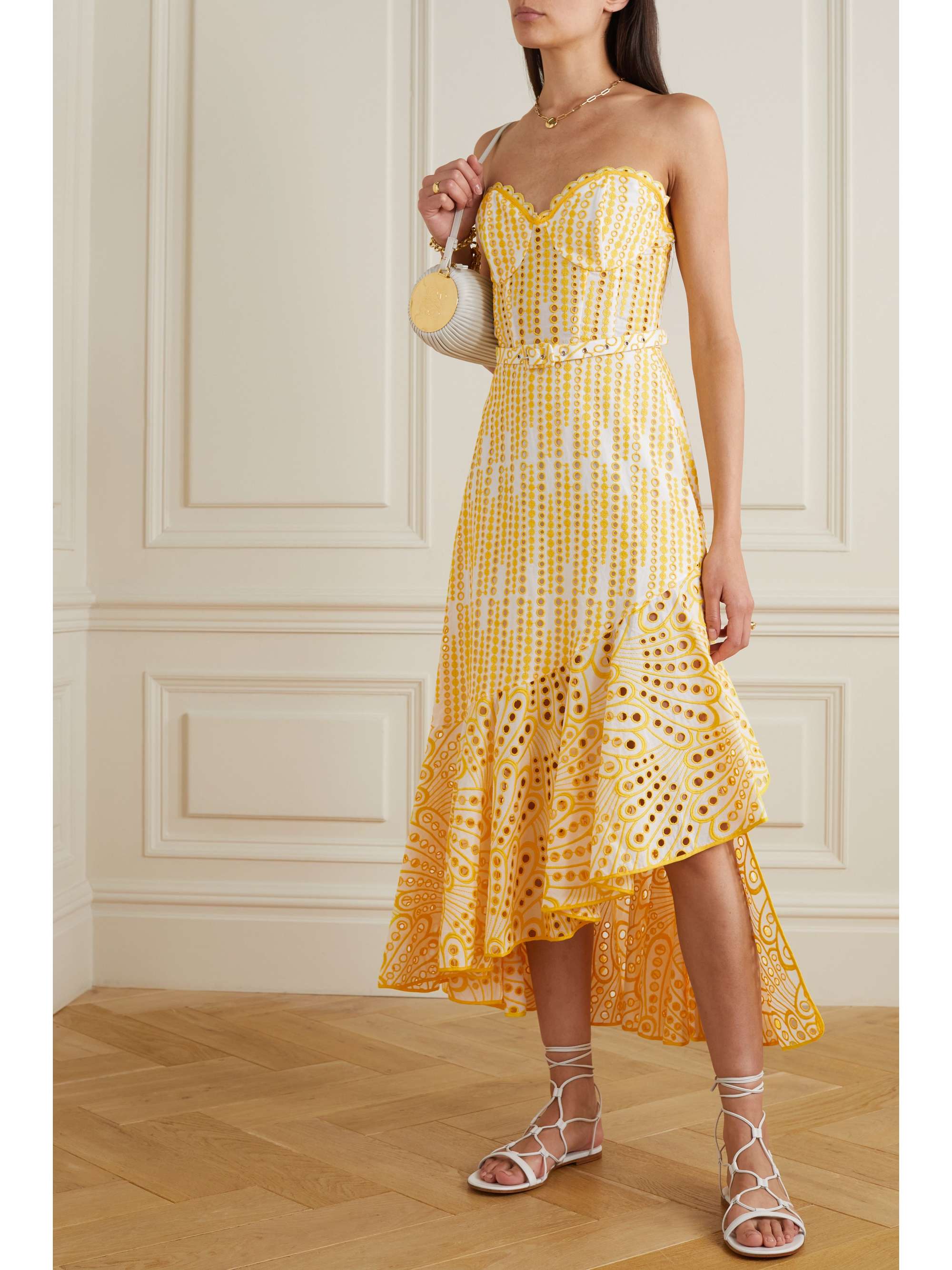 CHARO RUIZ Aurora strapless asymmetric broderie anglaise cotton-blend dress