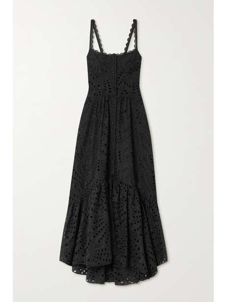Black Irene tiered broderie anglaise cotton-blend maxi dress | CHARO RUIZ | NET-A-PORTER