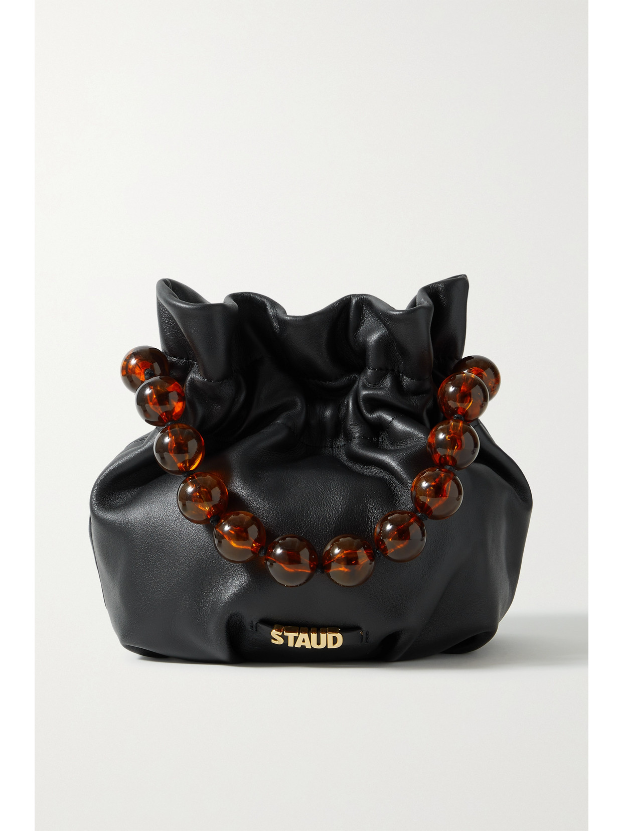 STAUD GRACE EMBELLISHED GATHERED LEATHER TOTE