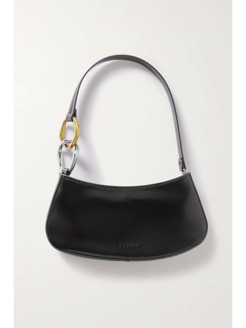 Staud Ollie Glossed-leather Shoulder Bag