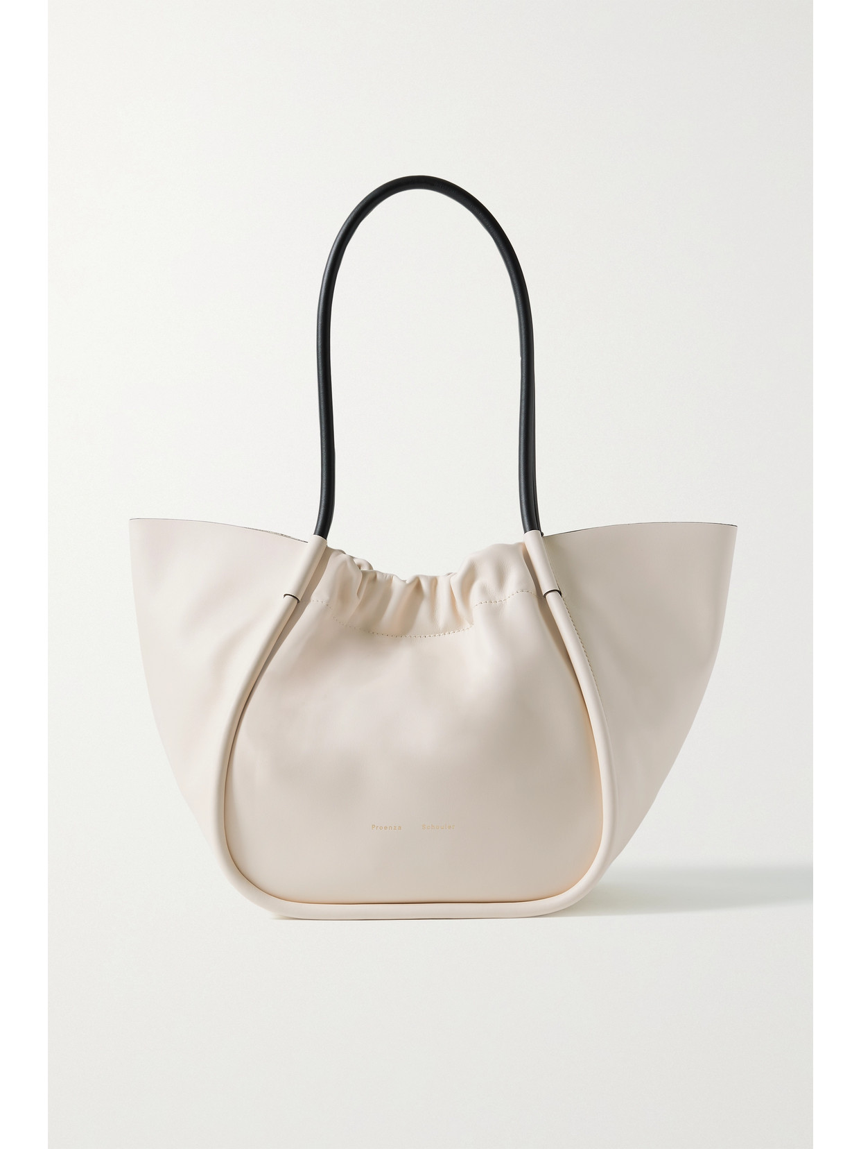 Proenza Schouler Large Ruched Smooth Leather Tote Bag In Off-white