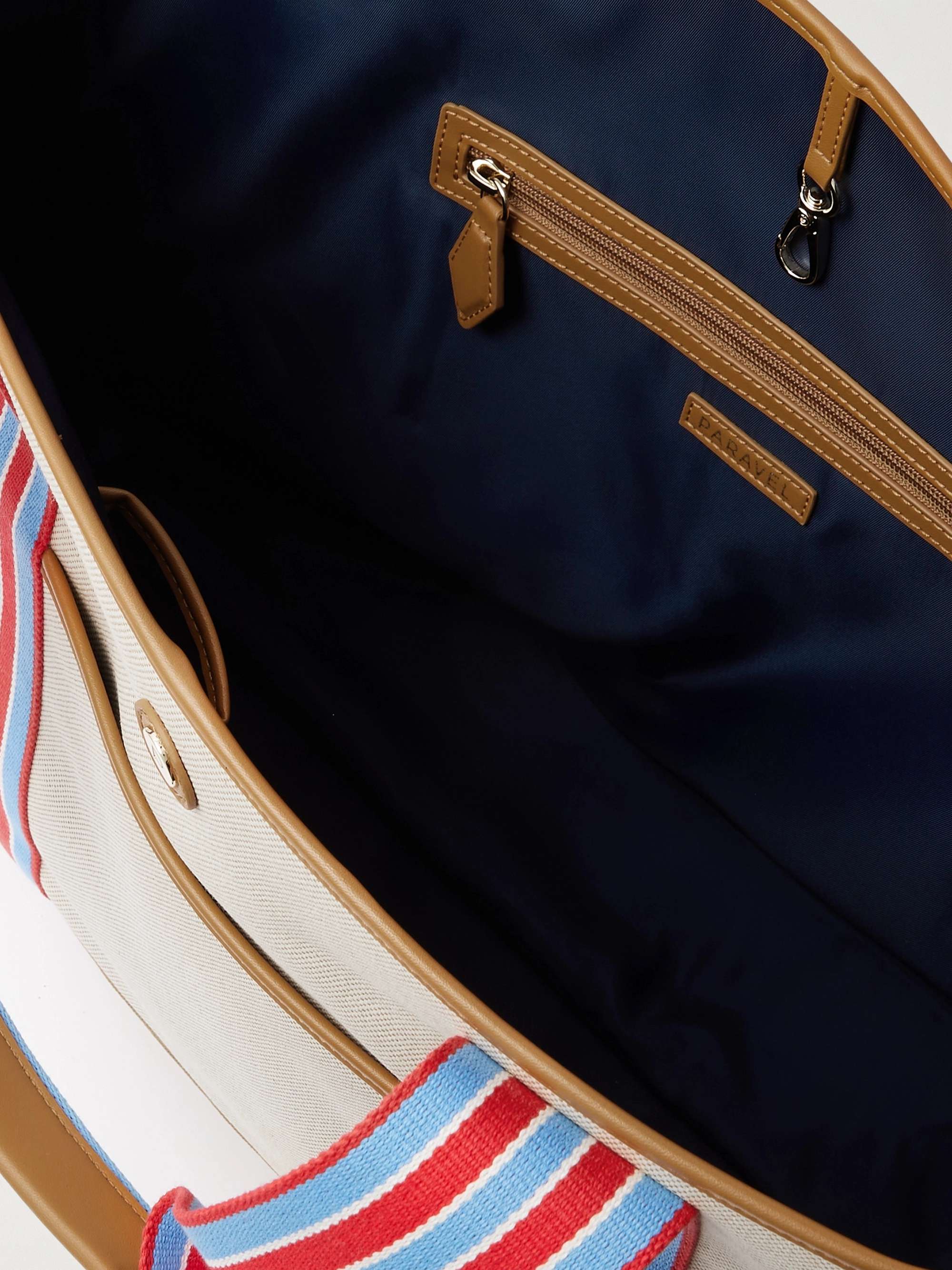 PARAVEL + NET SUSTAIN Cabana leather and canvas tote