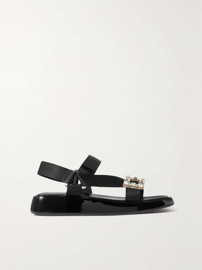 Roger Vivier Trekky Slide Crystal-embellished Canvas Sandals