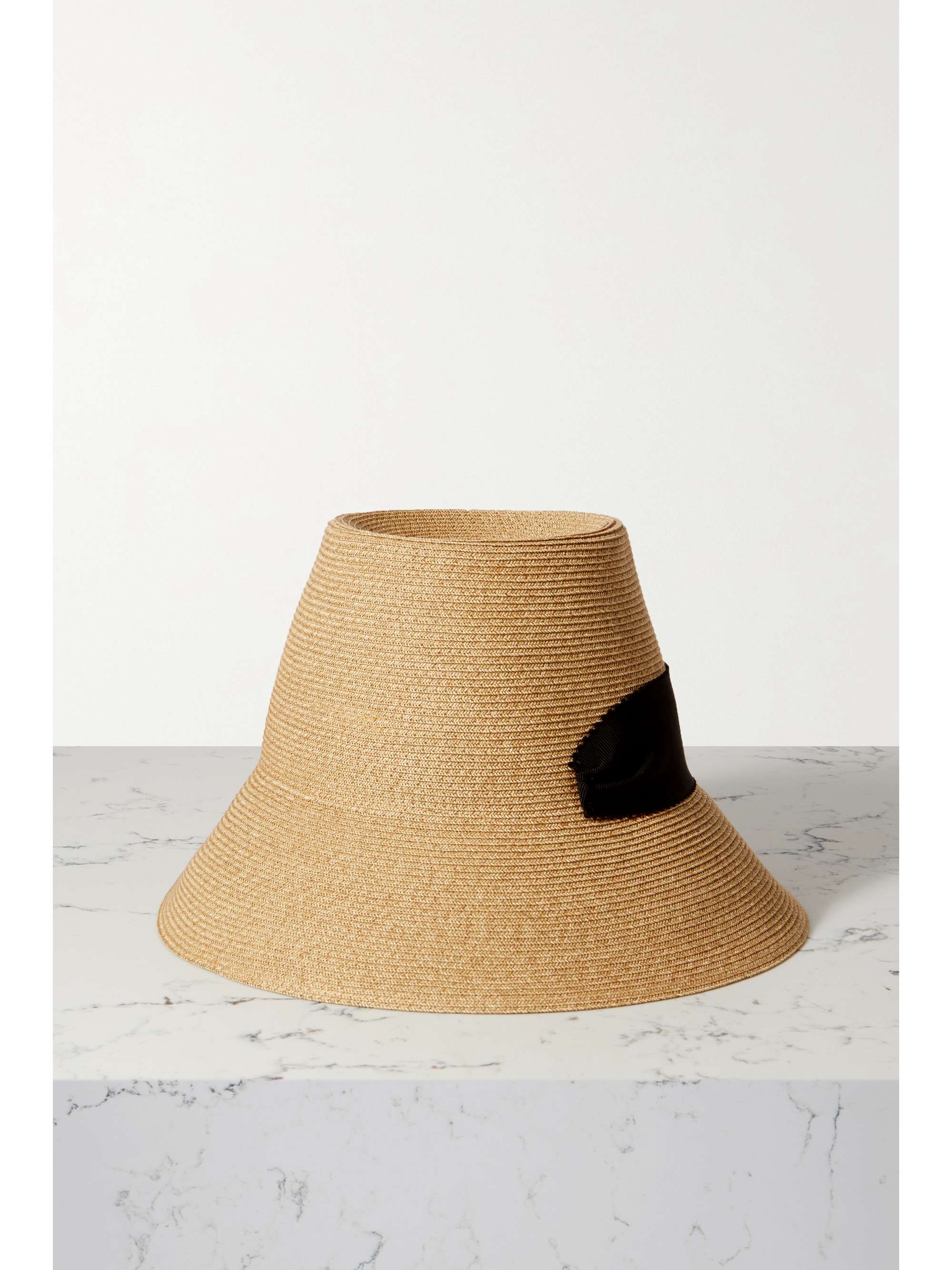 ROGER VIVIER Embellished grosgrain-trimmed straw sunhat