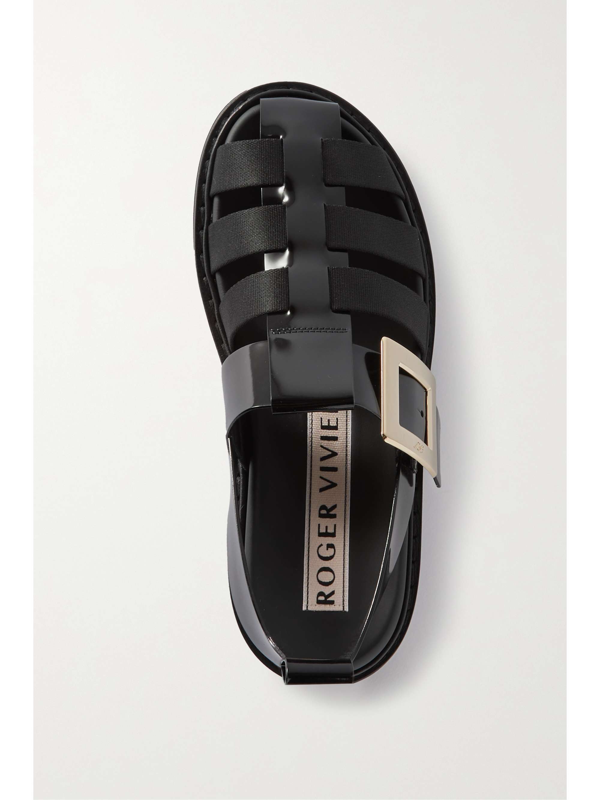 ROGER VIVIER Viv Rangers Fisherman patent-leather and grosgrain sandals