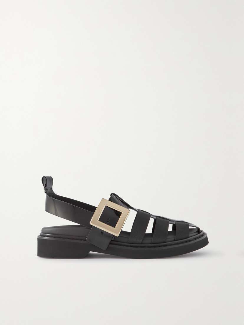 Roger Vivier Viv Rangers Fisherman Patent-leather And Grosgrain Sandals