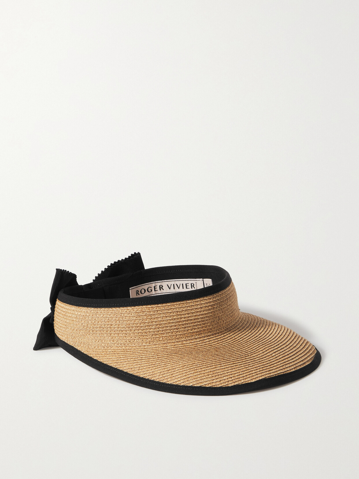 Embellished Grosgrain-trimmed Straw Visor