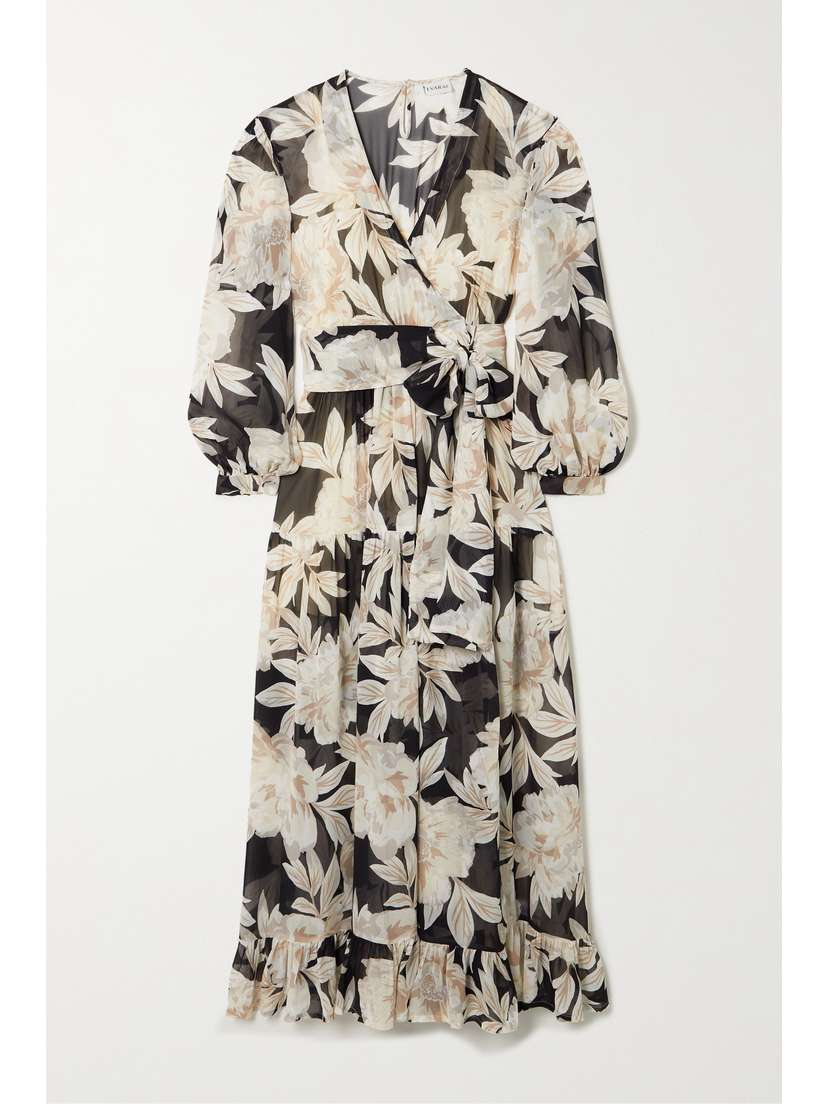EVARAE River Floral-print Silk-georgette Maxi Wrap Dress - x large