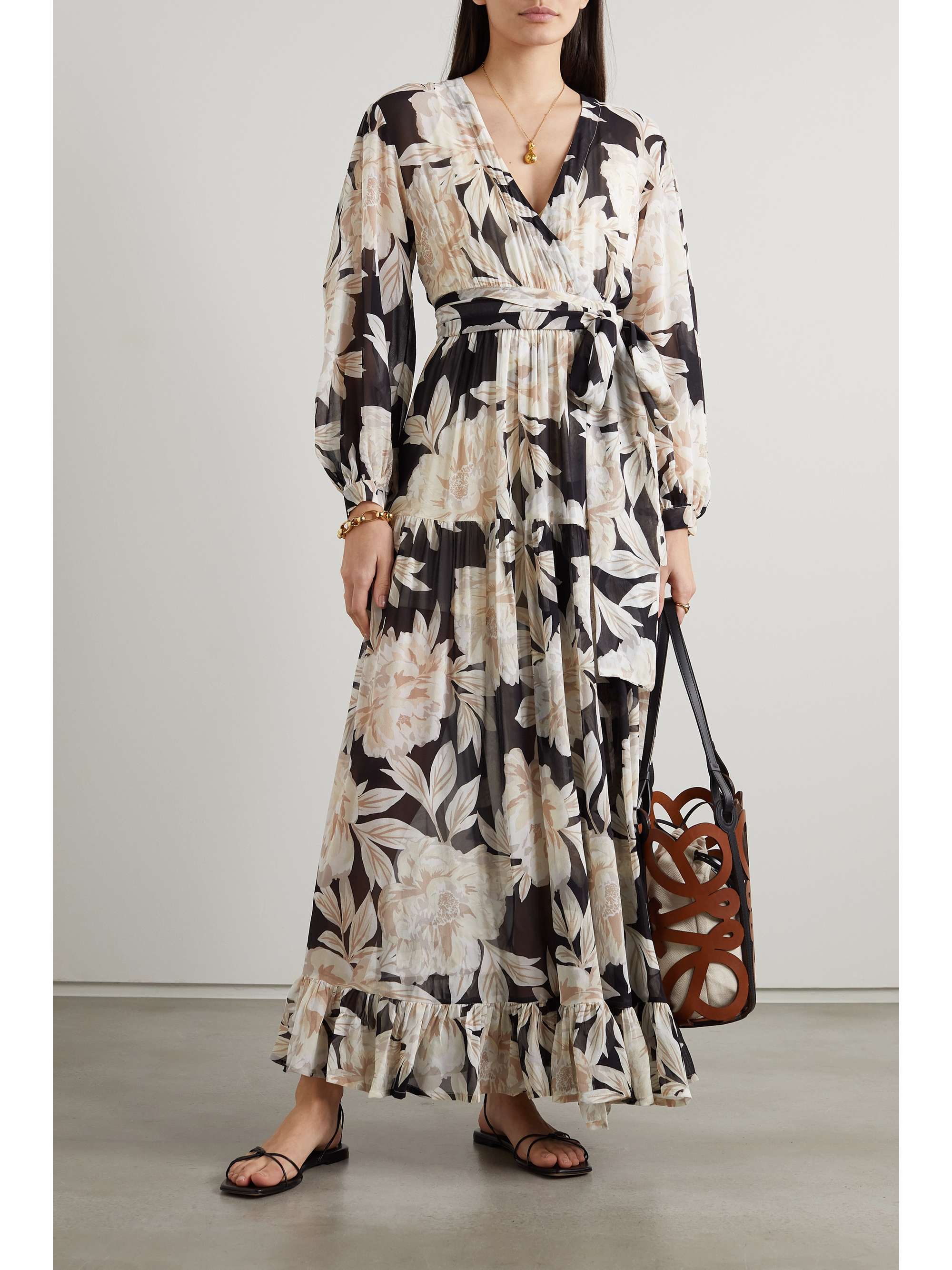 EVARAE River floral-print silk-georgette maxi wrap dress | NET-A-PORTER
