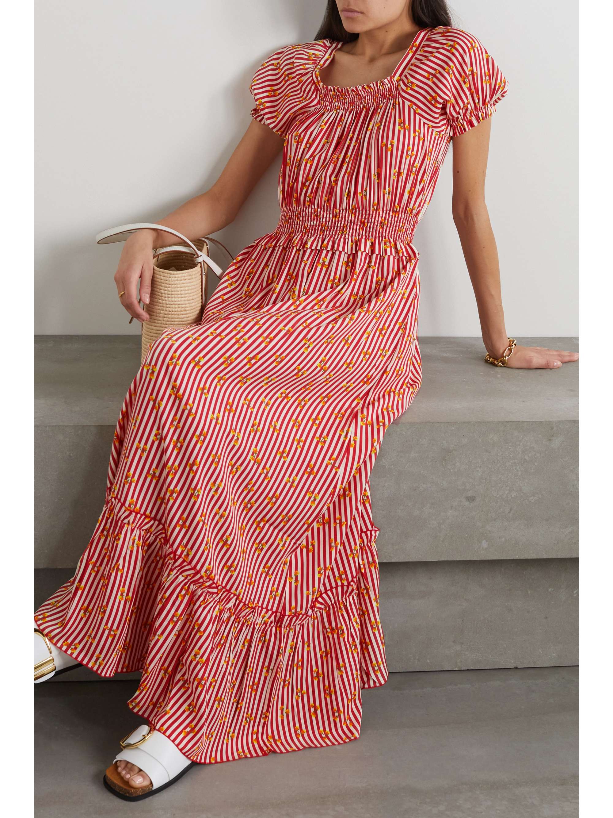 Pink Stefania ruffled smocked printed 