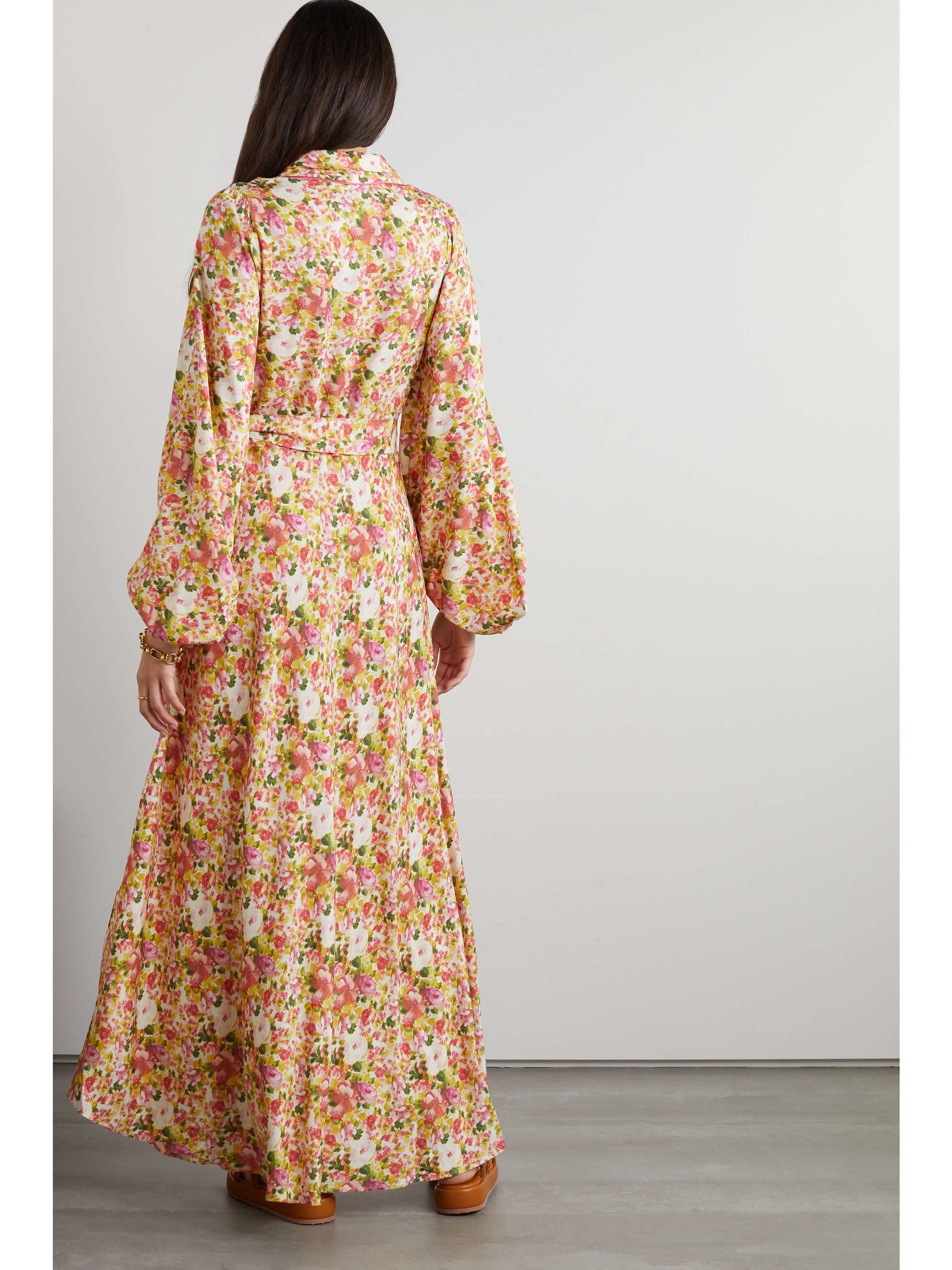 LORETTA CAPONI Malika belted floral-print poplin maxi shirt dress