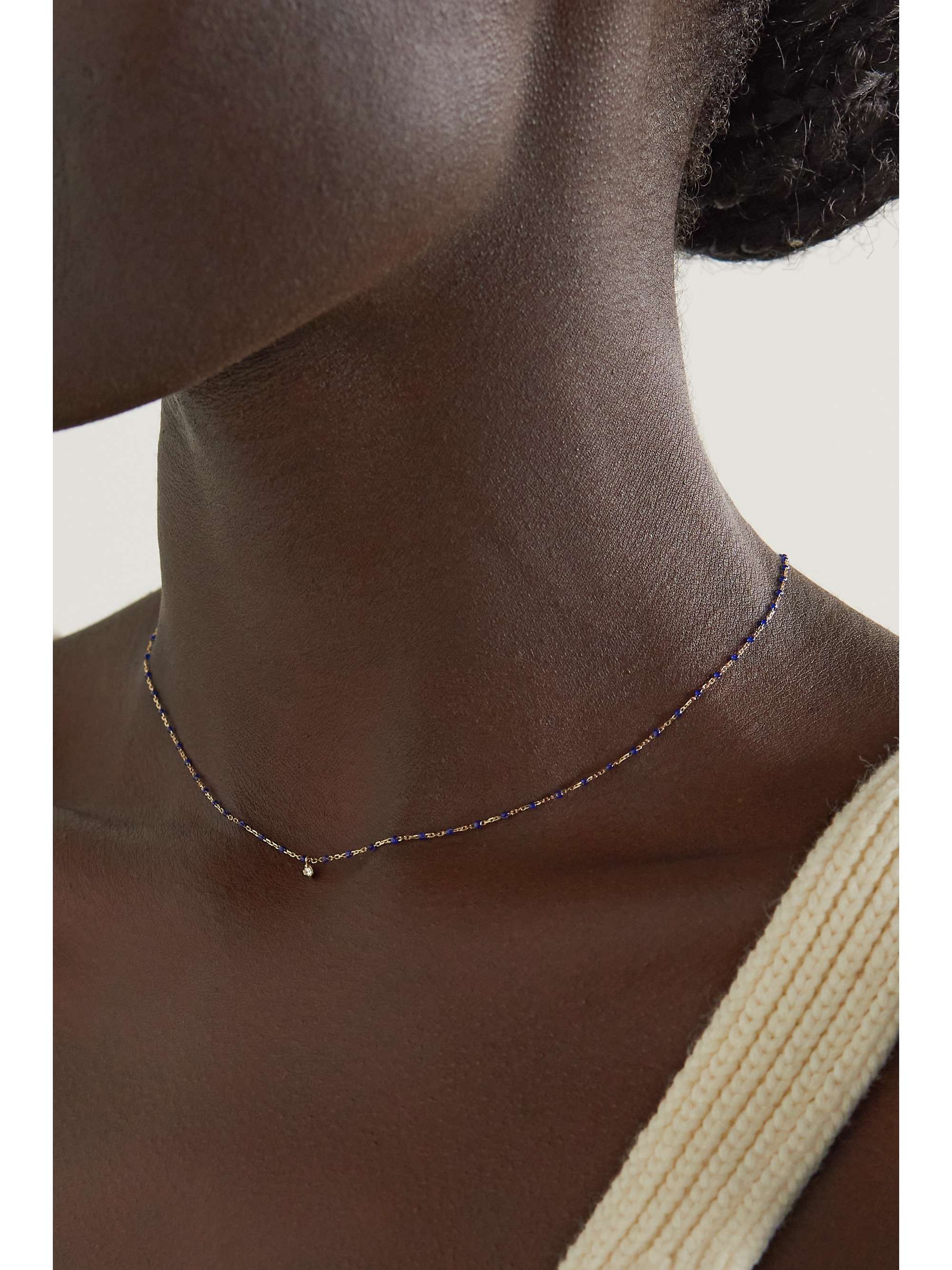 GIGI CLOZEAU Mini Gigi 18-karat gold, resin and diamond necklace