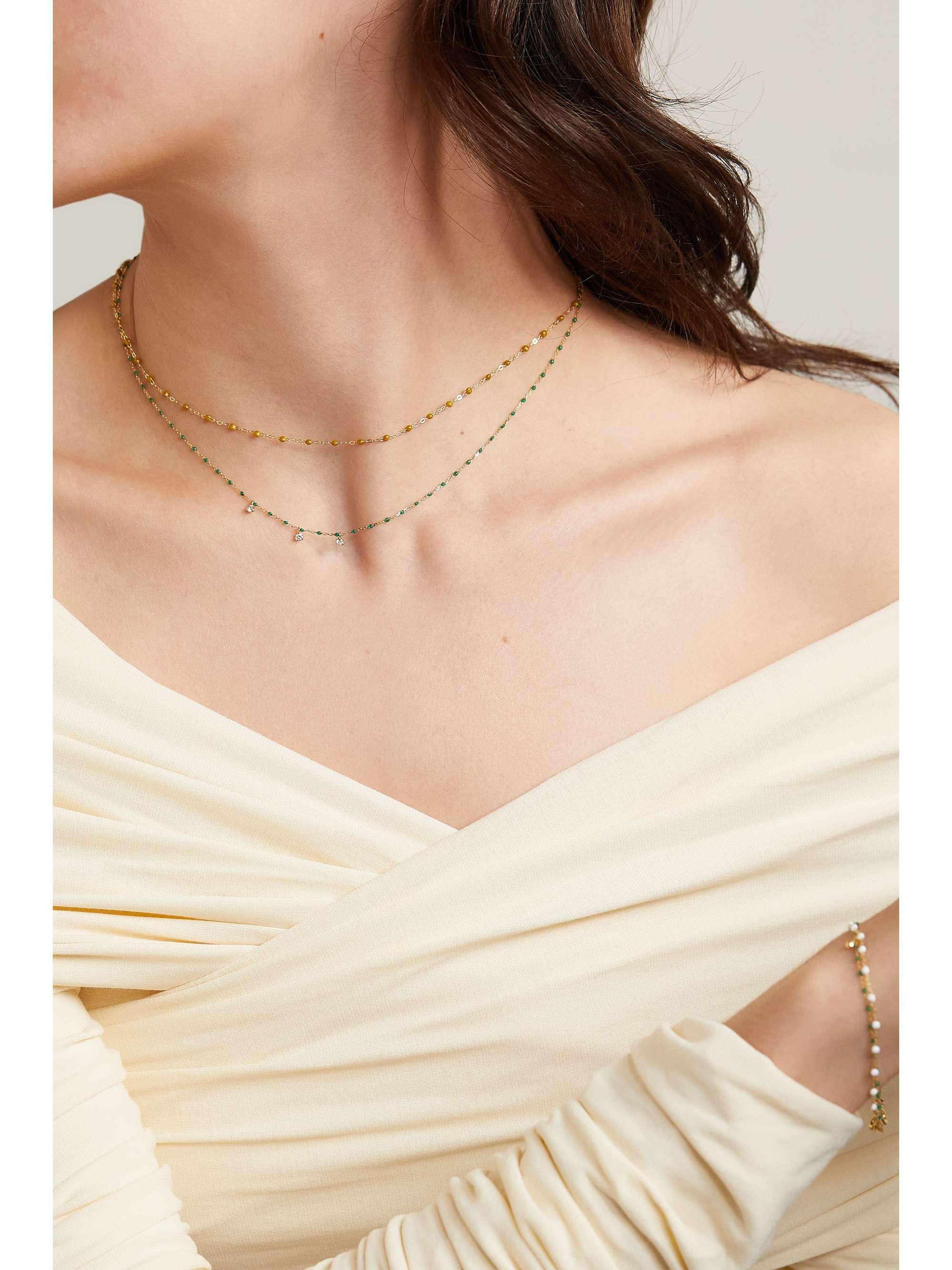 GIGI CLOZEAU Mini Gigi 18-karat gold, resin and diamond necklace