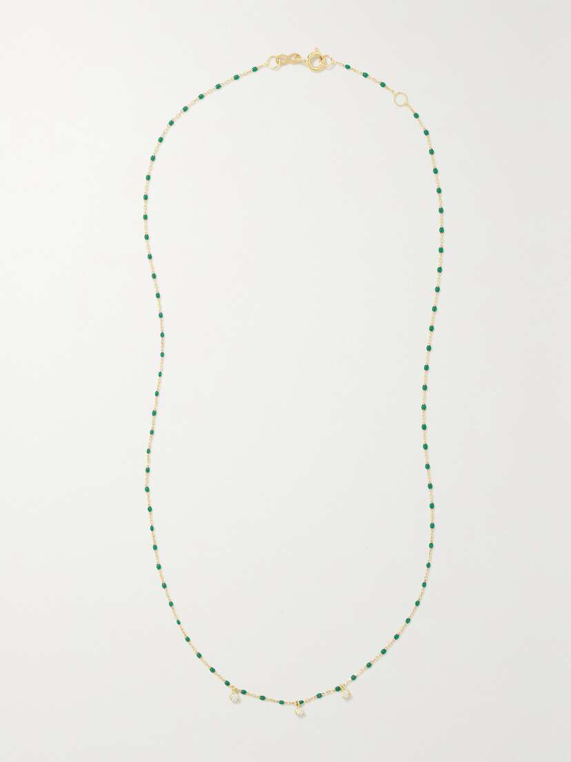 Gigi Clozeau Mini Gigi 18-karat Gold, Resin And Diamond Necklace