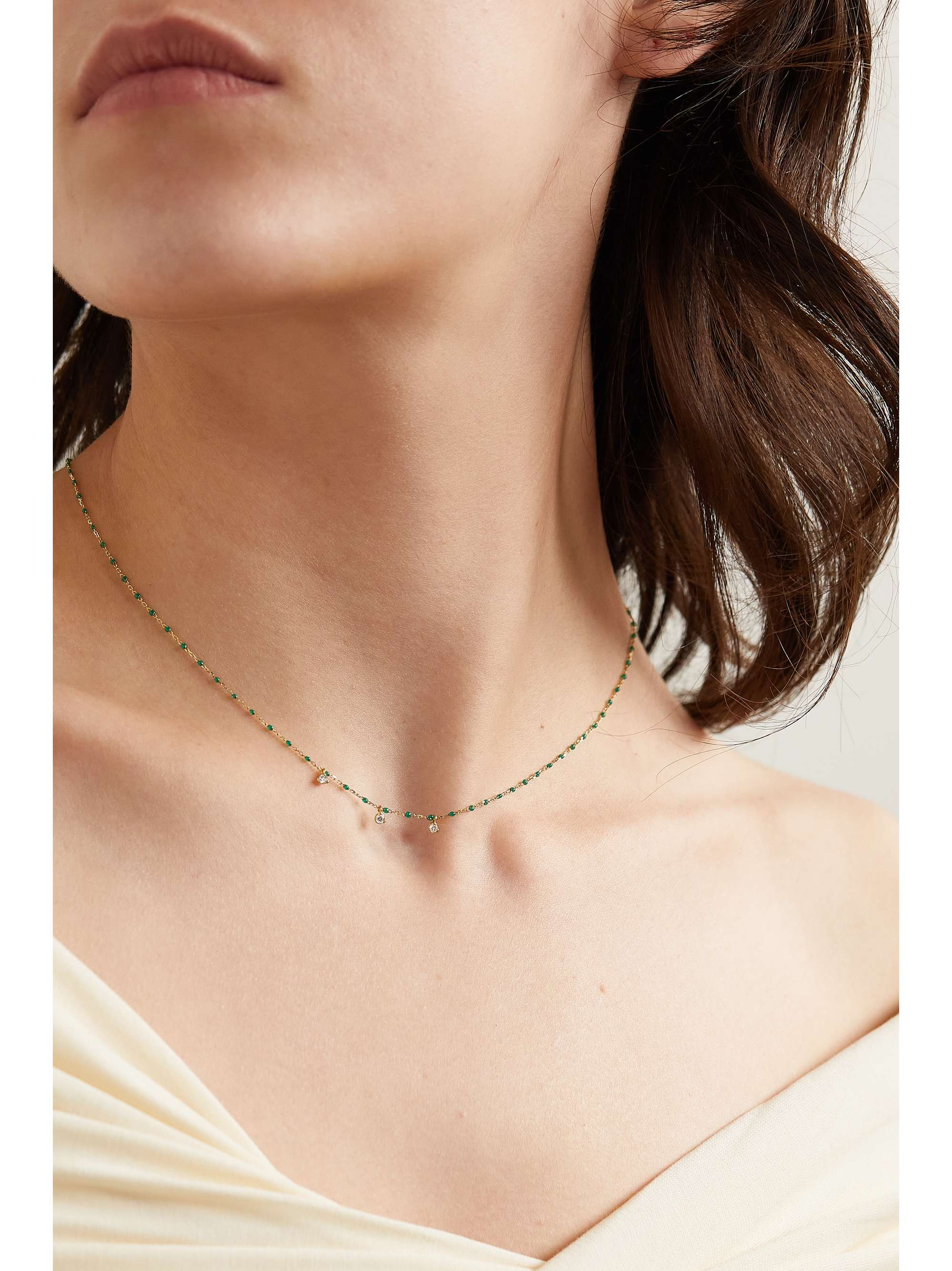 GIGI CLOZEAU Mini Gigi 18-karat gold, resin and diamond necklace