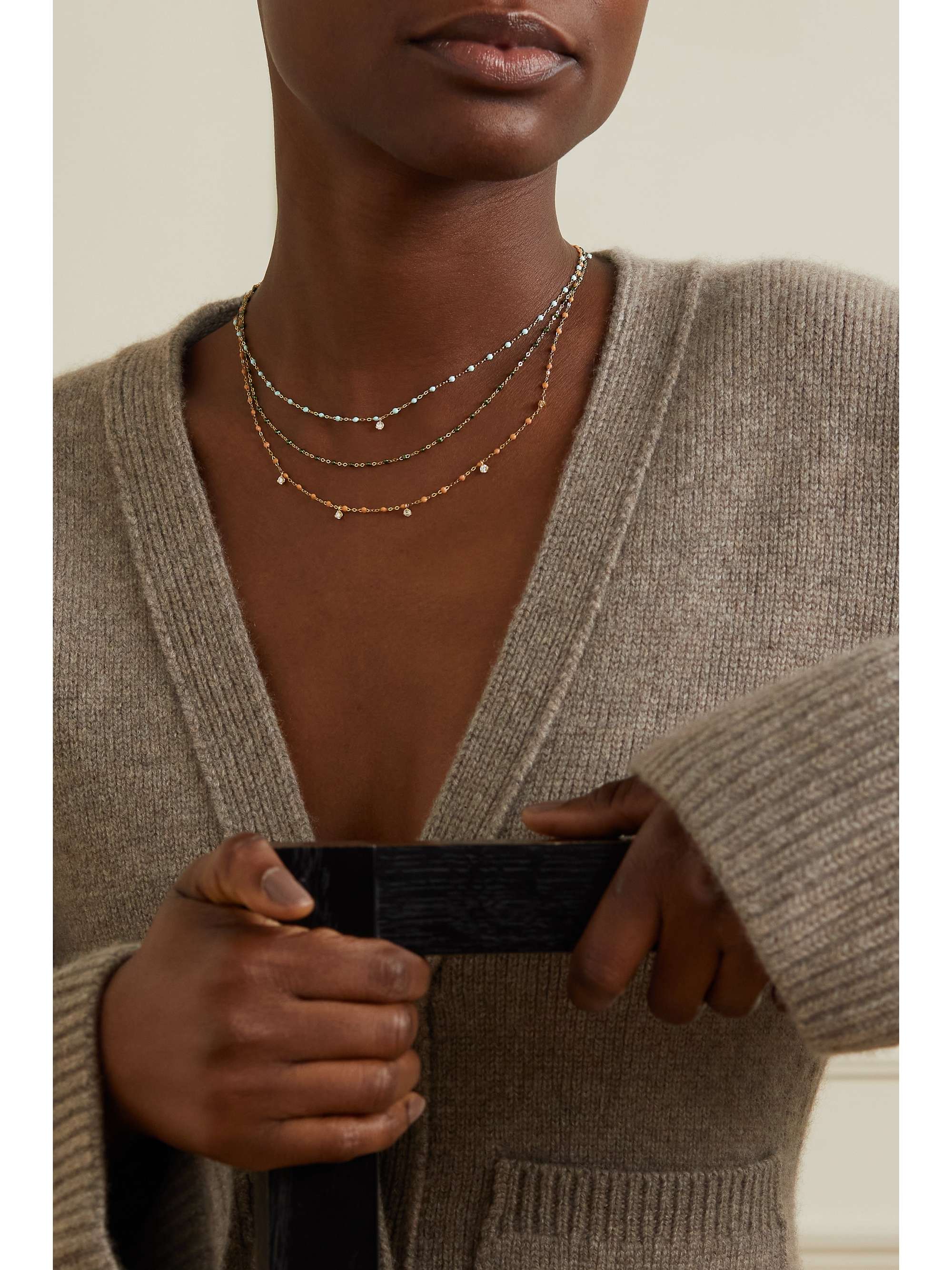 Gold Gigi Supreme 18-karat gold, resin and diamond necklace  GIGI 