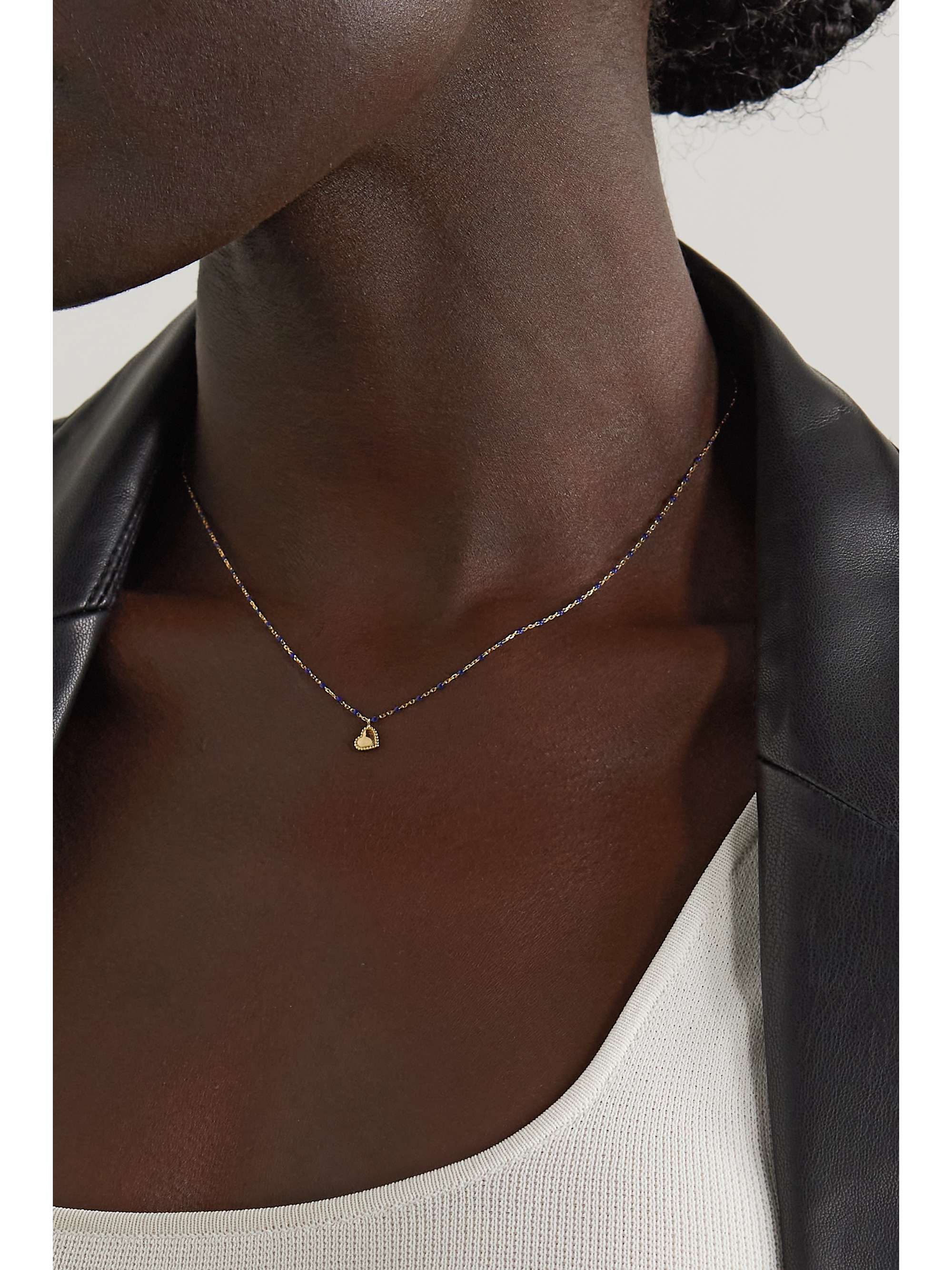 GIGI CLOZEAU Lucky Heart Mini Gigi Kette aus 18 Karat Gold mit Harz