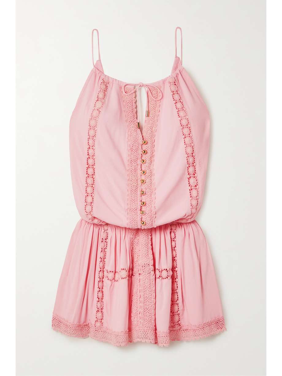 Crochet Mini Dress Blush