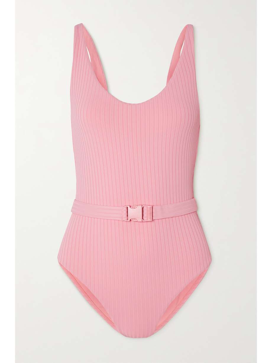 Ribbed Belted Swimsuit Blush