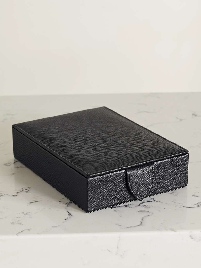 Smythson Panama Textured-leather Jewelry Box