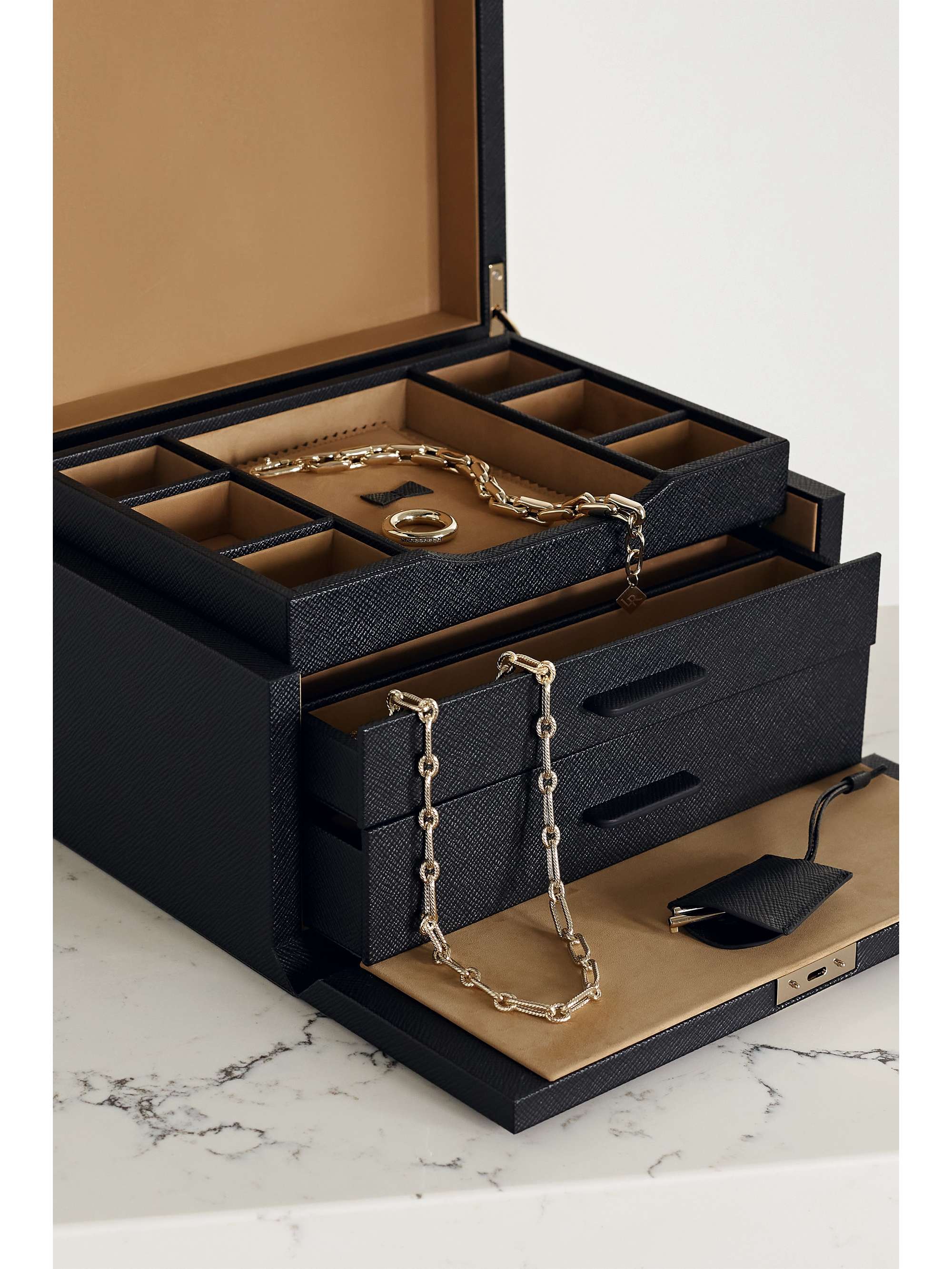 SMYTHSON Panama texturedleather jewelry box NETAPORTER