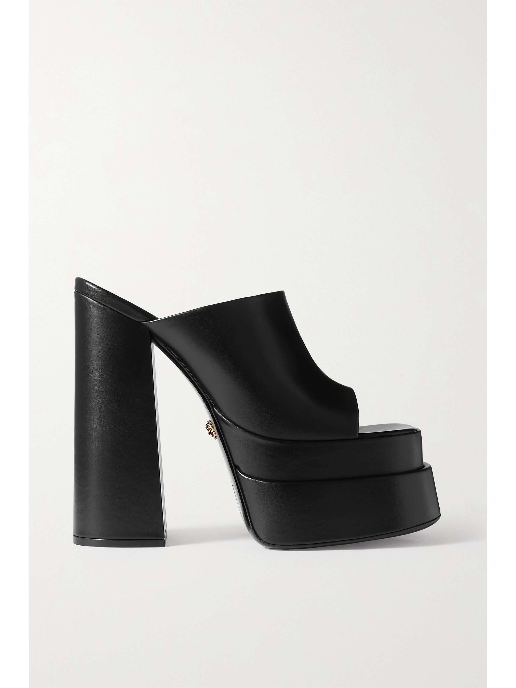 black platform mules