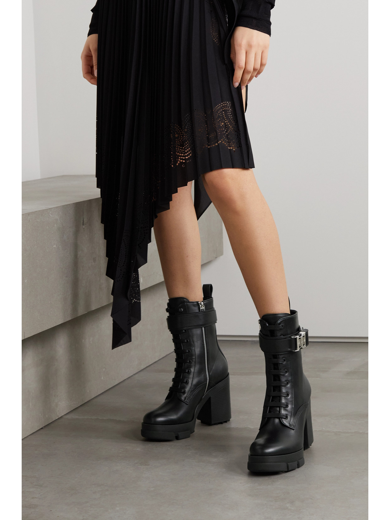 Shop Givenchy Embellished Leather Ankle Boots In Black