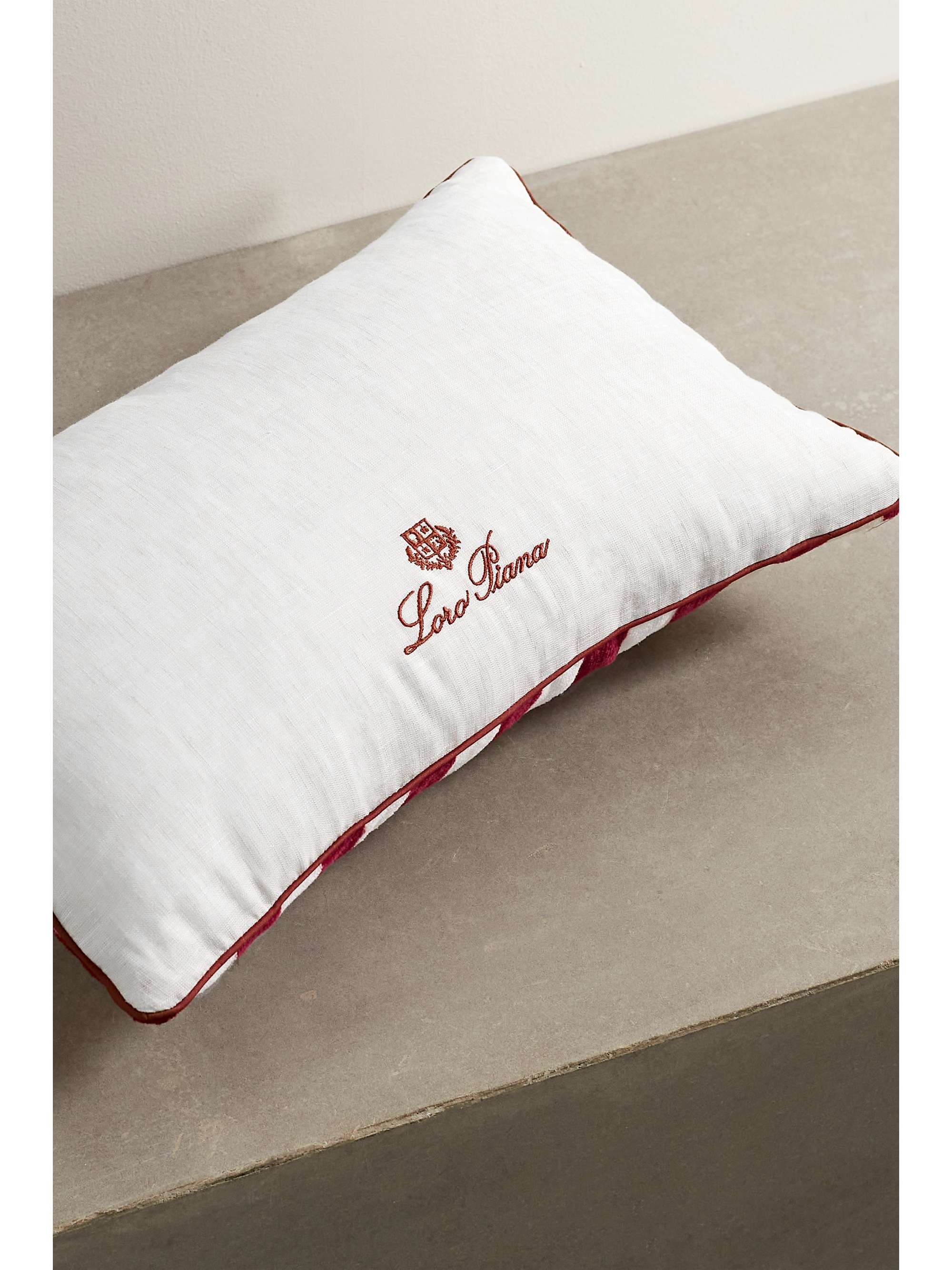 LORO PIANA Striped cotton-terry and linen beach pillow