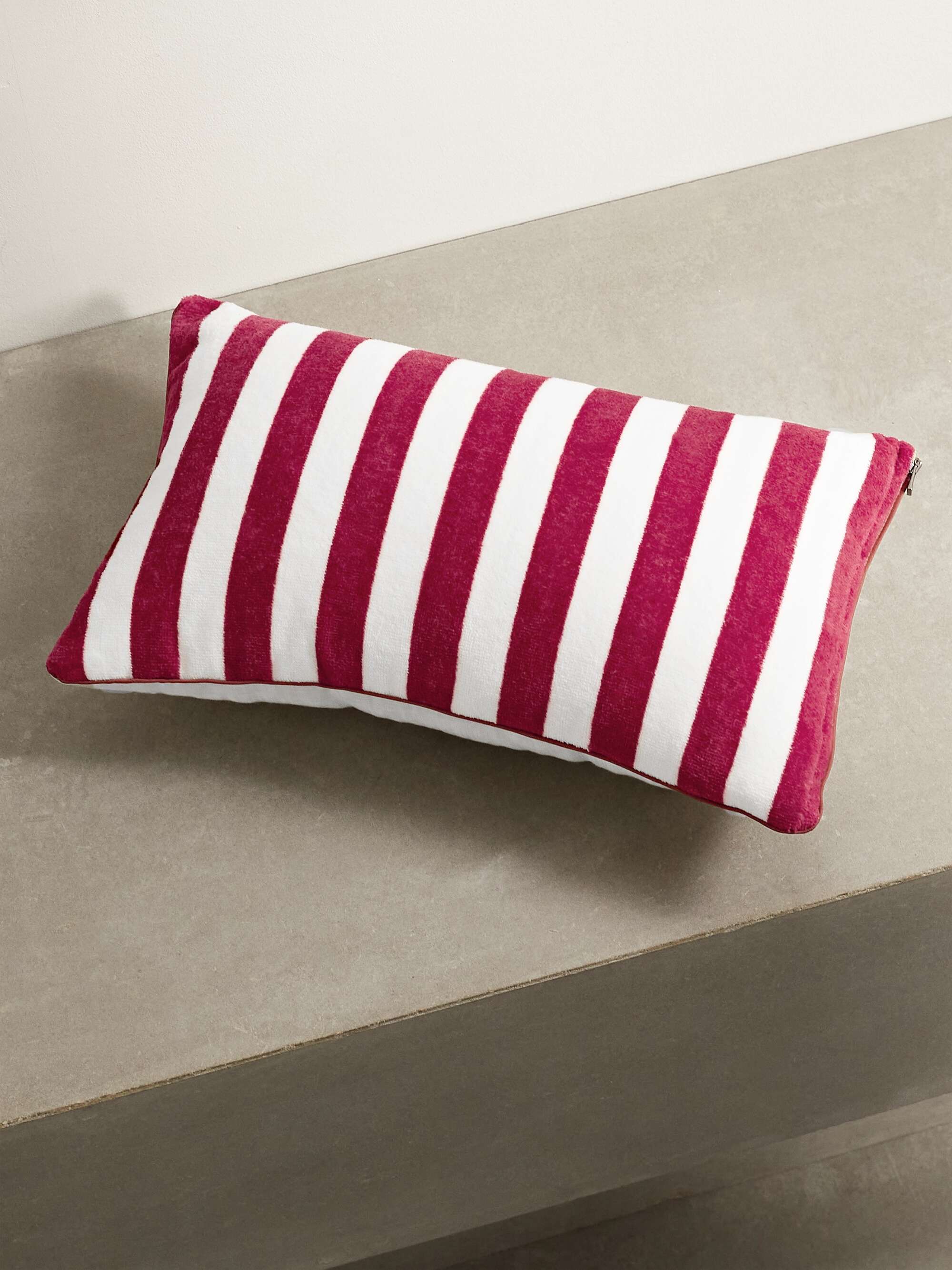 Logo-Embroidered Striped Linen and Terry Beach Pillow