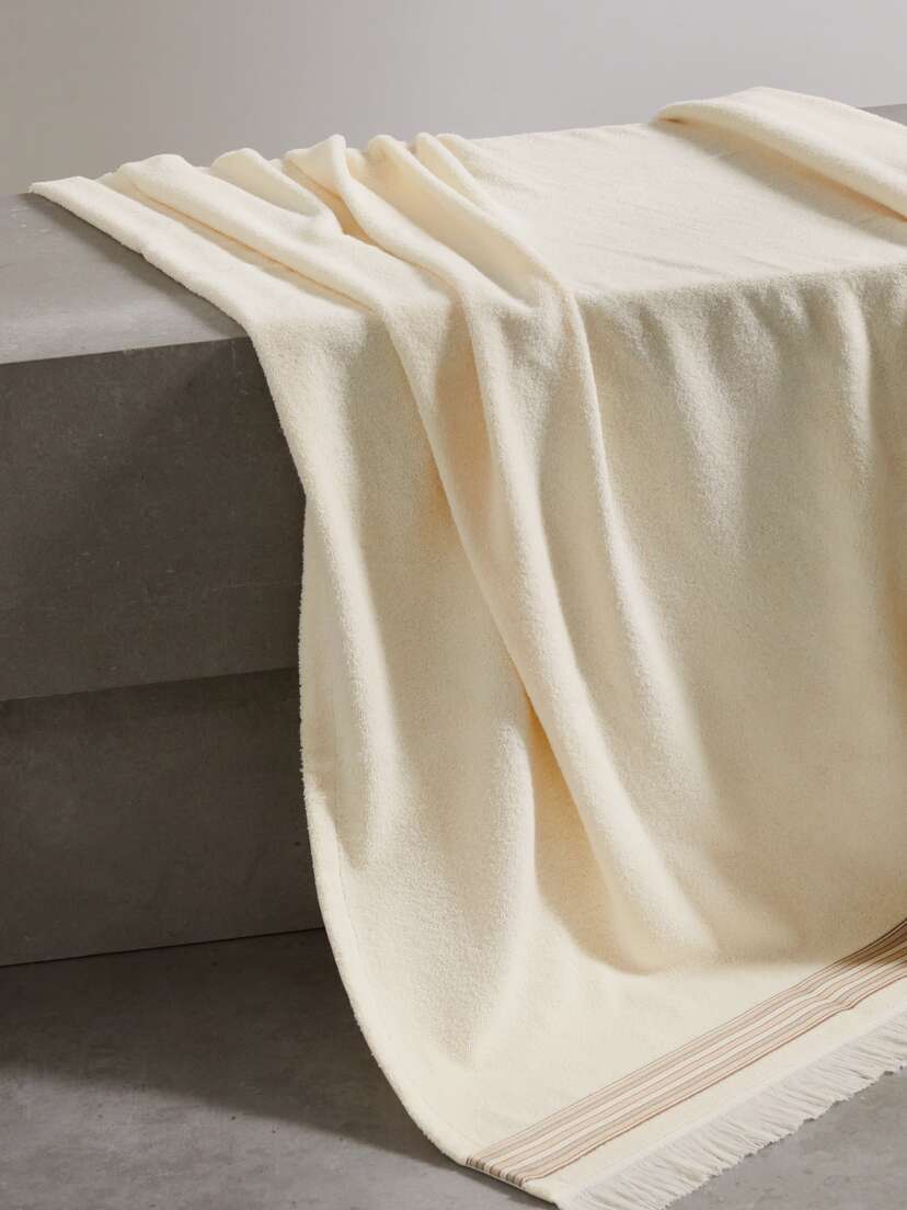 Loro Piana The Suitcase Fringed Striped Webbing-trimmed Cotton-terry Beach Towel