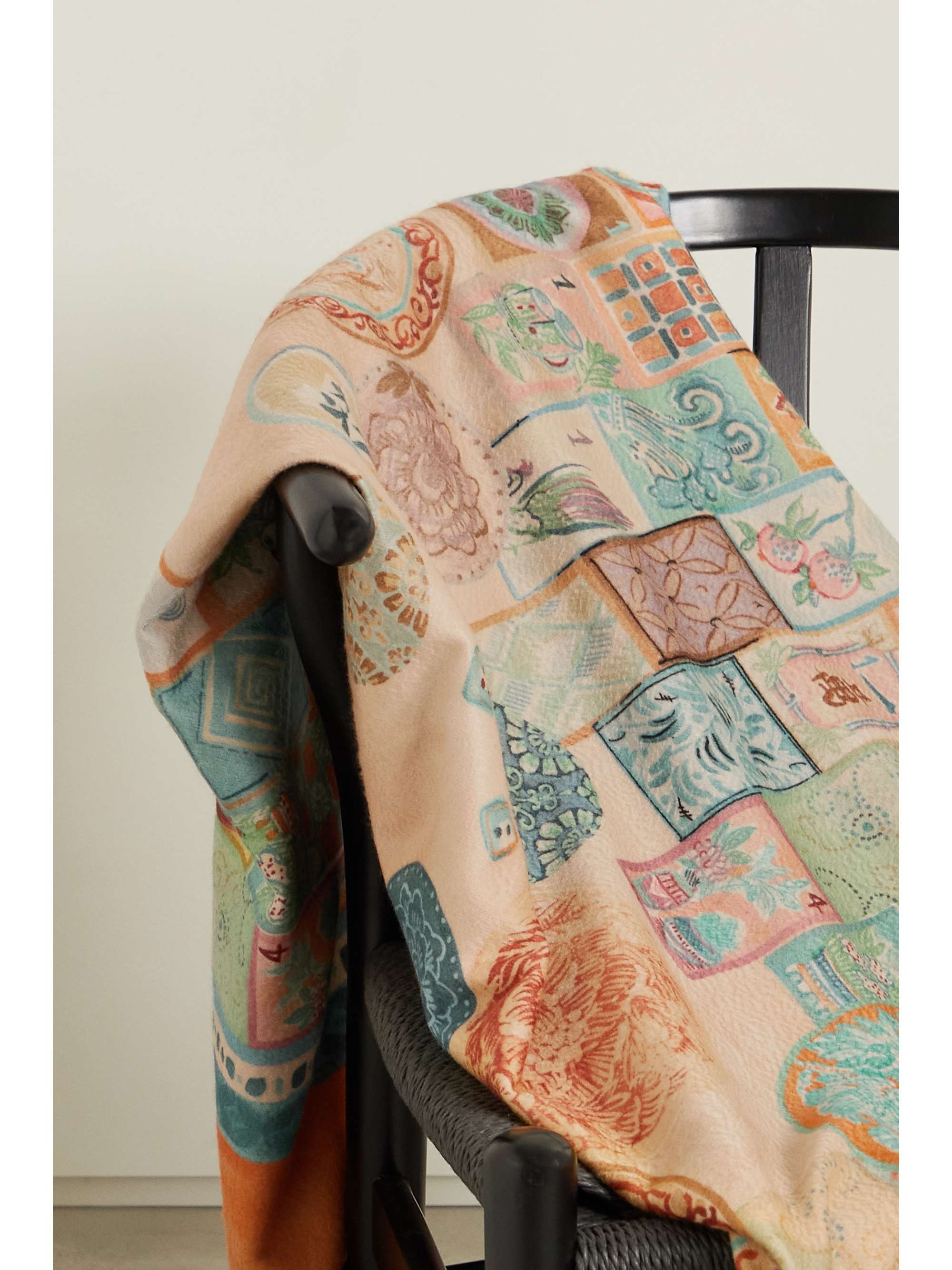 LORO PIANA Suede-trimmed brushed-cashmere throw