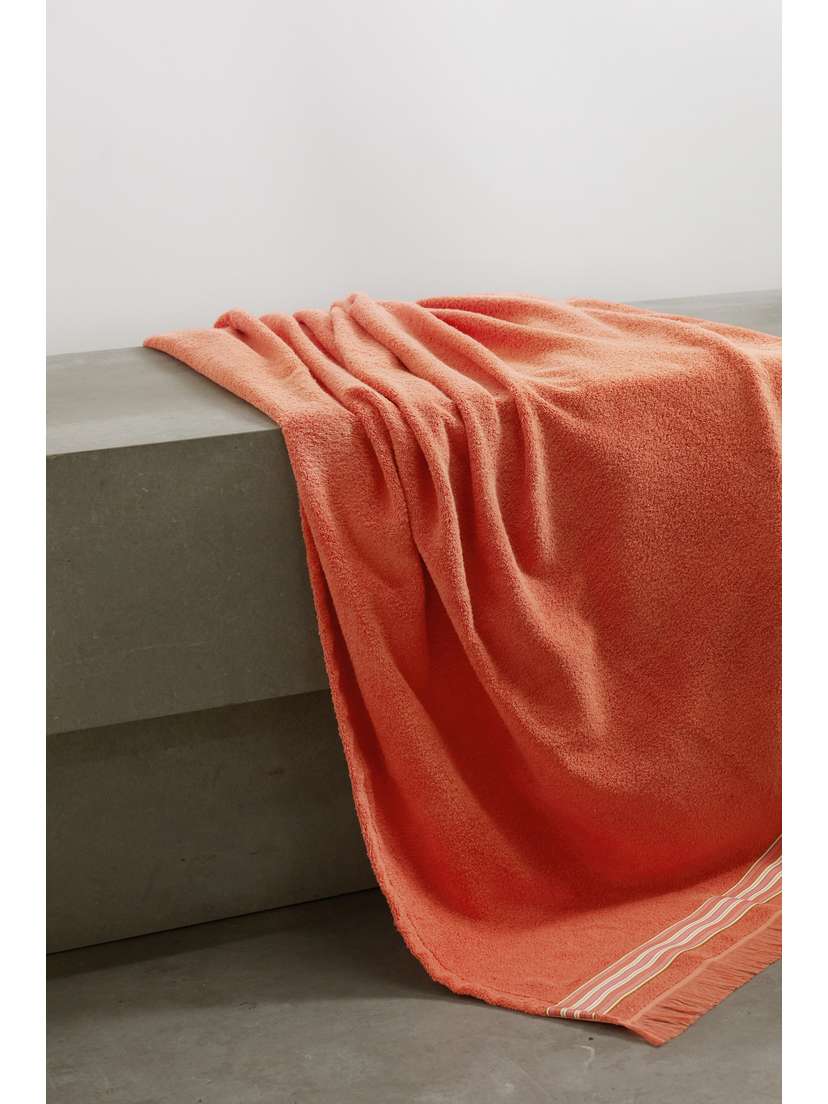 Loro Piana The Suitcase Fringed Striped Webbing-trimmed Cotton-terry Beach Towel