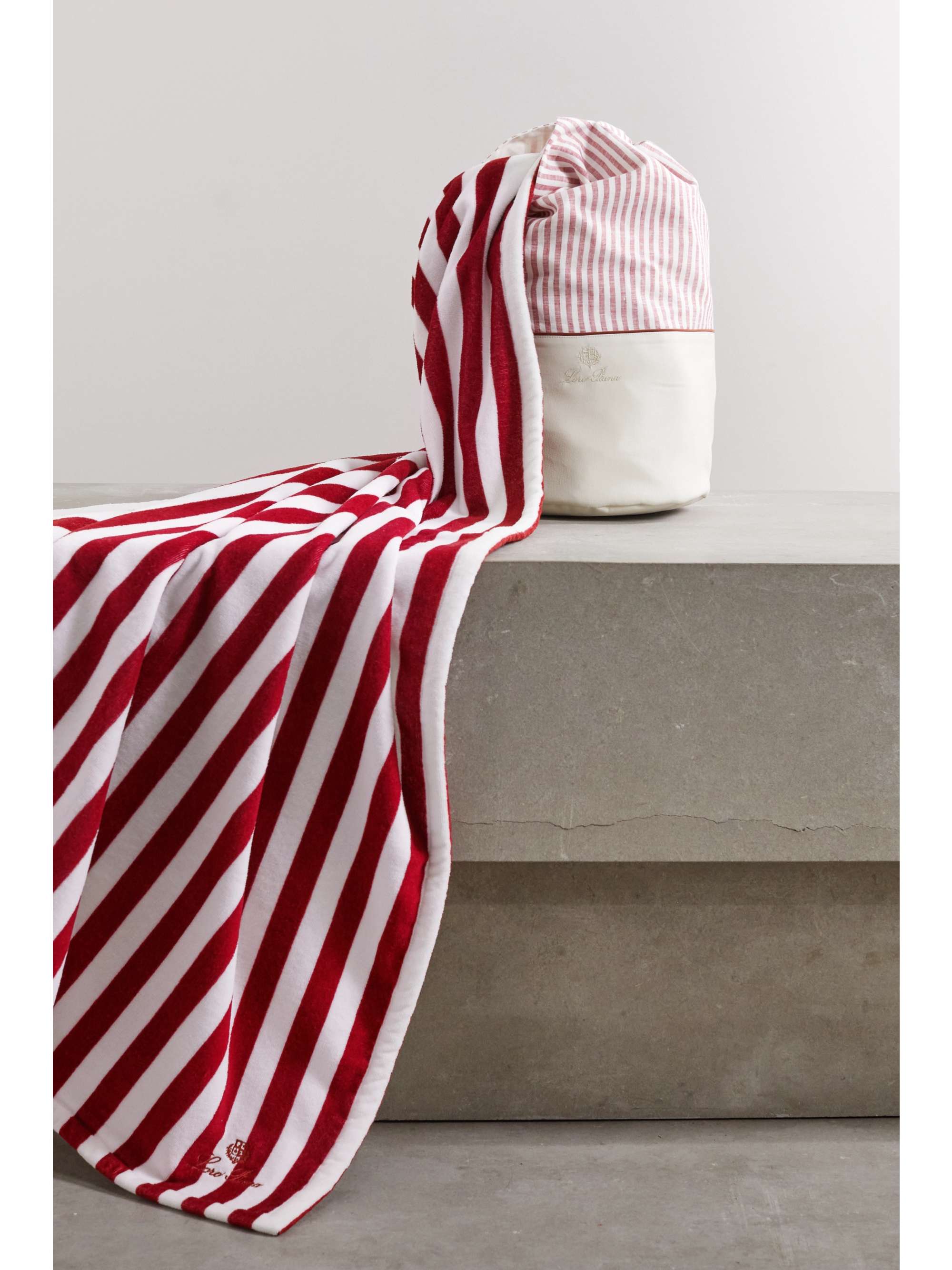 LORO PIANA Striped cotton-terry beach towel