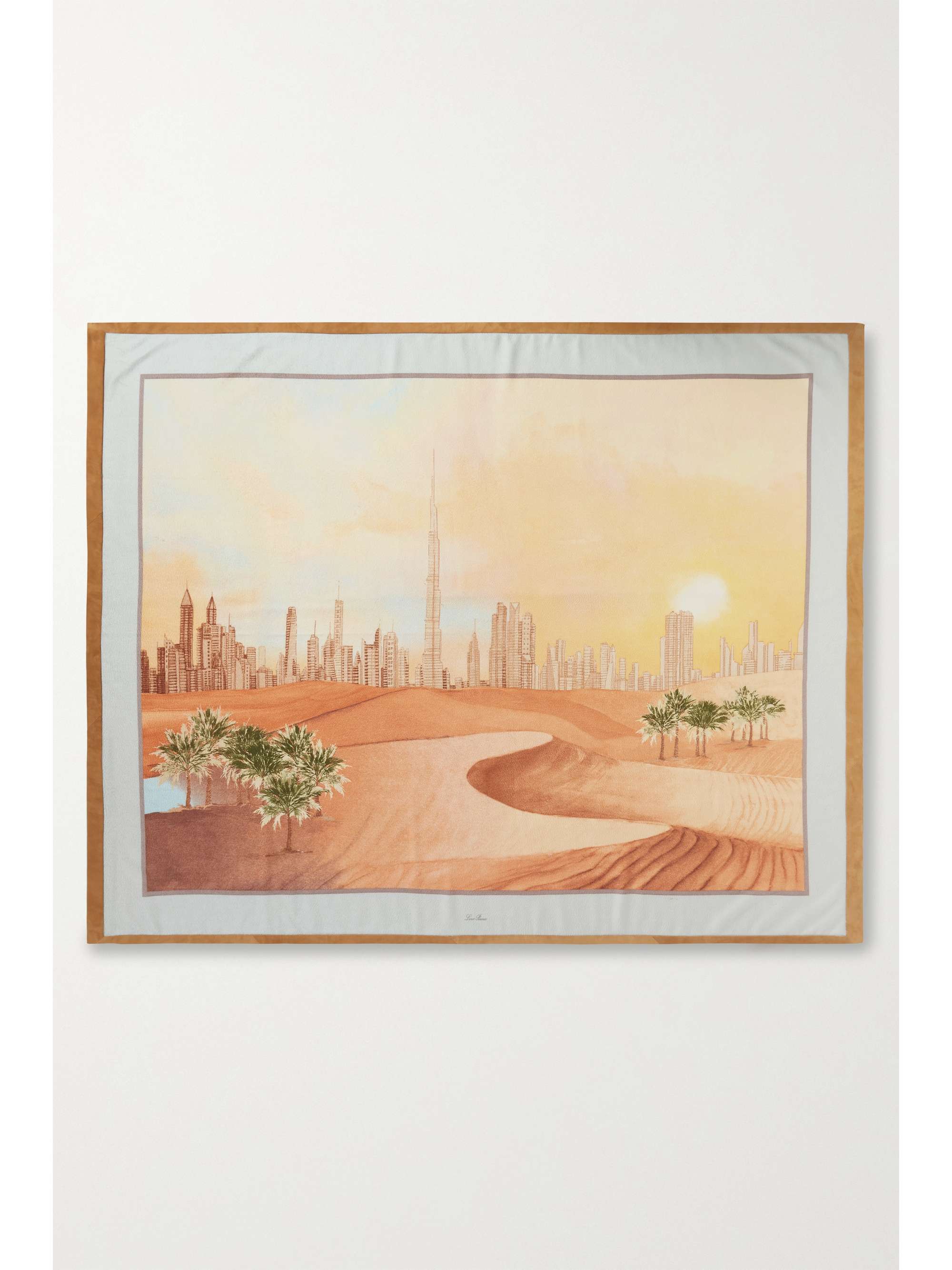 LORO PIANA Golden Hour in Dubai suede-trimmed printed cashmere throw