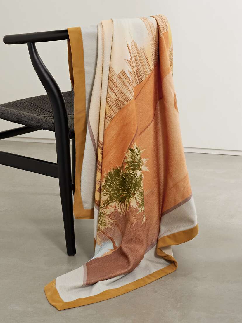 Loro Piana Golden Hour In Dubai Suede-trimmed Printed Cashmere Throw