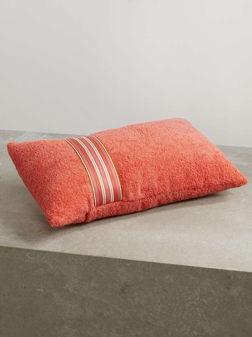 Loro Piana The Suitcase Striped Webbing-trimmed Cotton-terry Beach Pillow