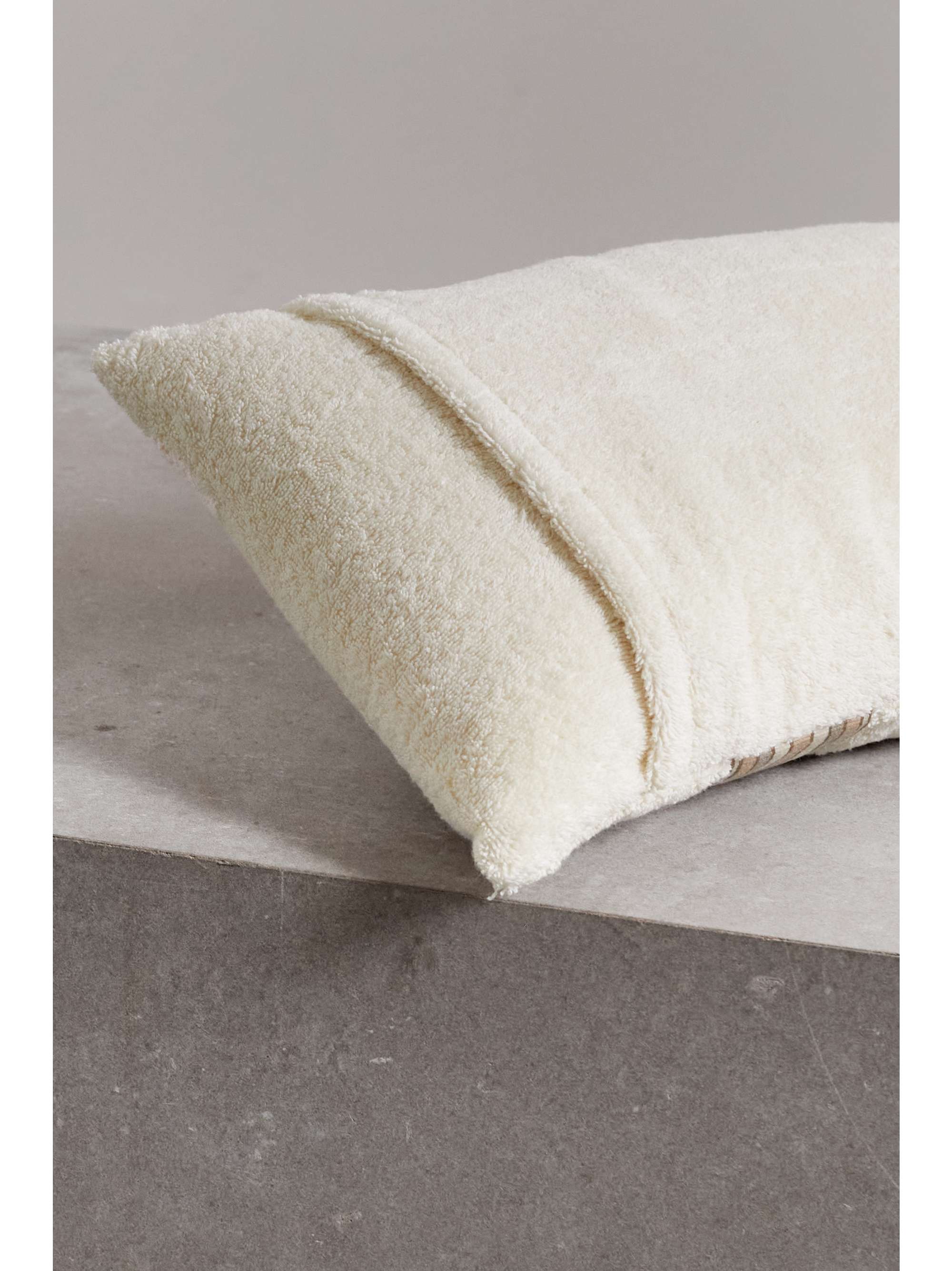 LORO PIANA The Suitcase striped webbing-trimmed cotton-terry beach pillow