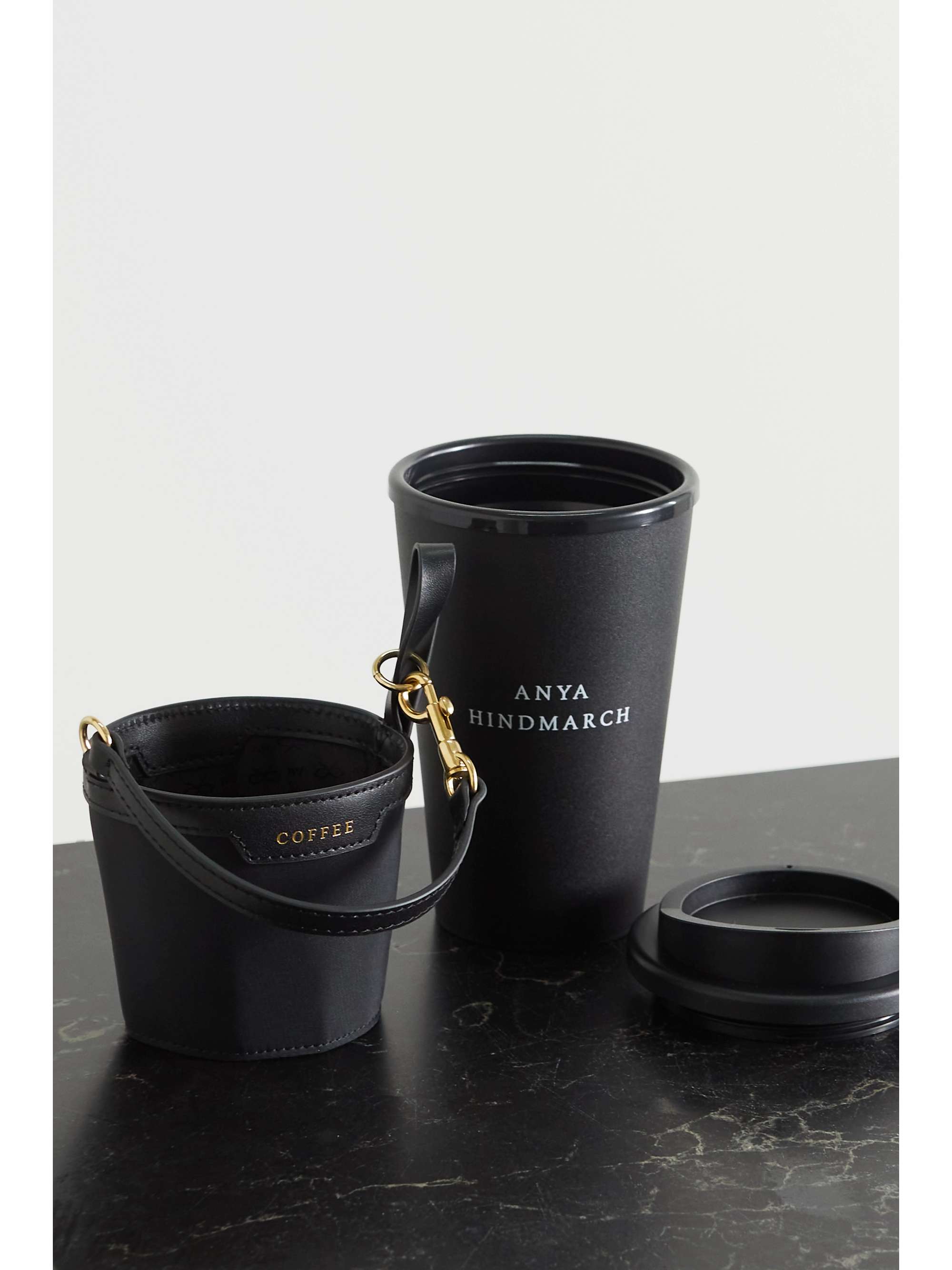 ANYA HINDMARCH + NET SUSTAIN leather-trimmed recycled nylon cup holder and  travel mug