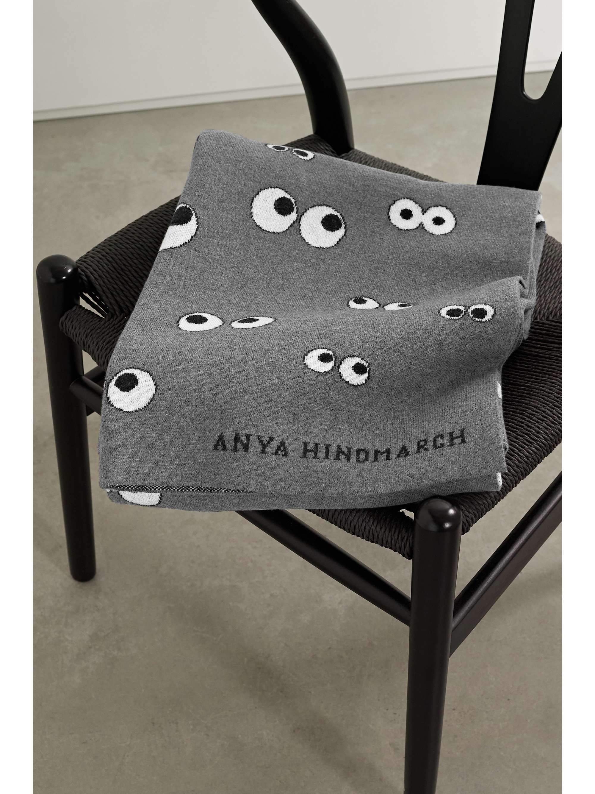 ANYA HINDMARCH All Over Eyes intarsia wool-blend throw | NET-A-PORTER