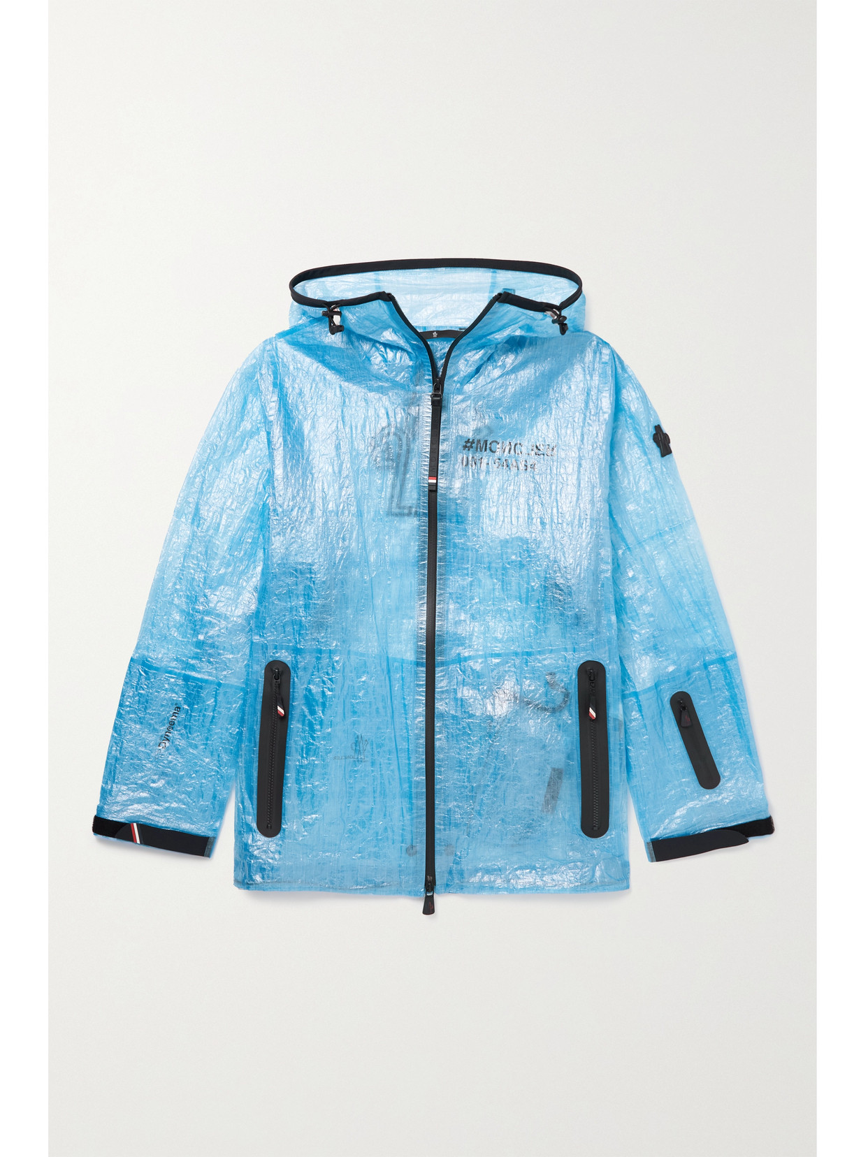 Moncler Genius Landry Hooded Printed Crinkled-pvc Jacket In Blue