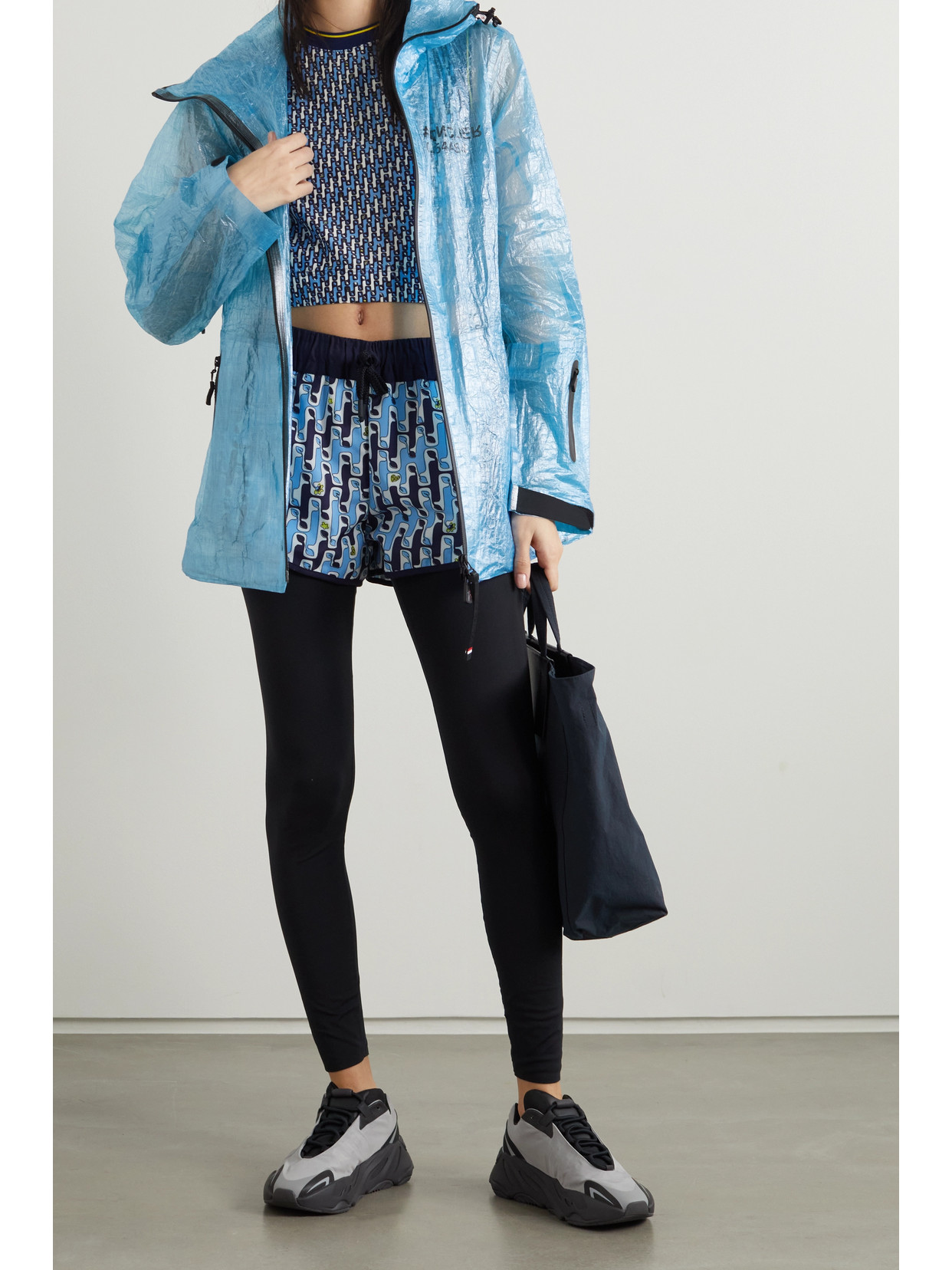 Moncler Genius Landry Hooded Printed Crinkled-pvc Jacket In Blue
