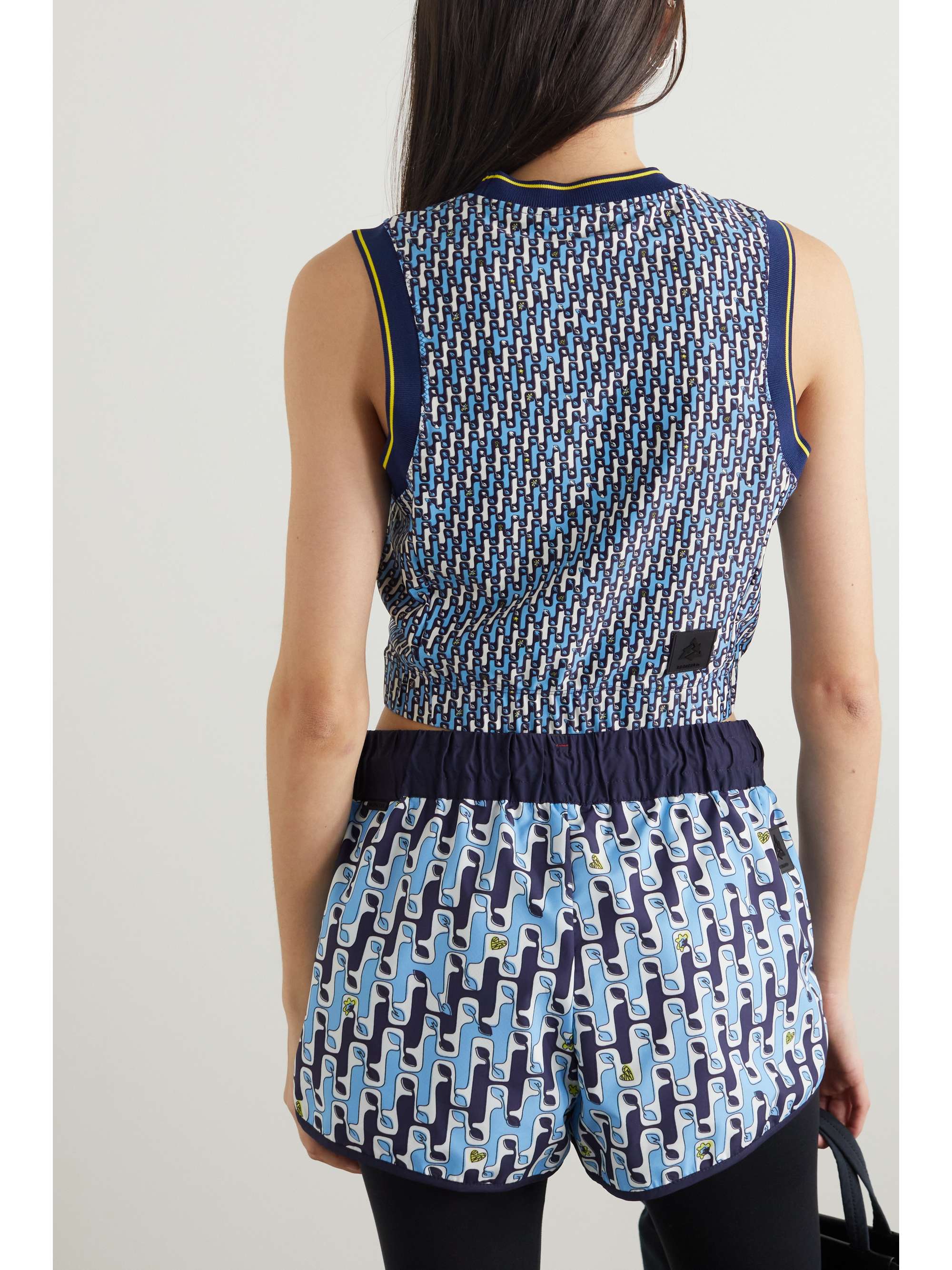 MONCLER GENIUS Cropped printed stretch-jersey tank