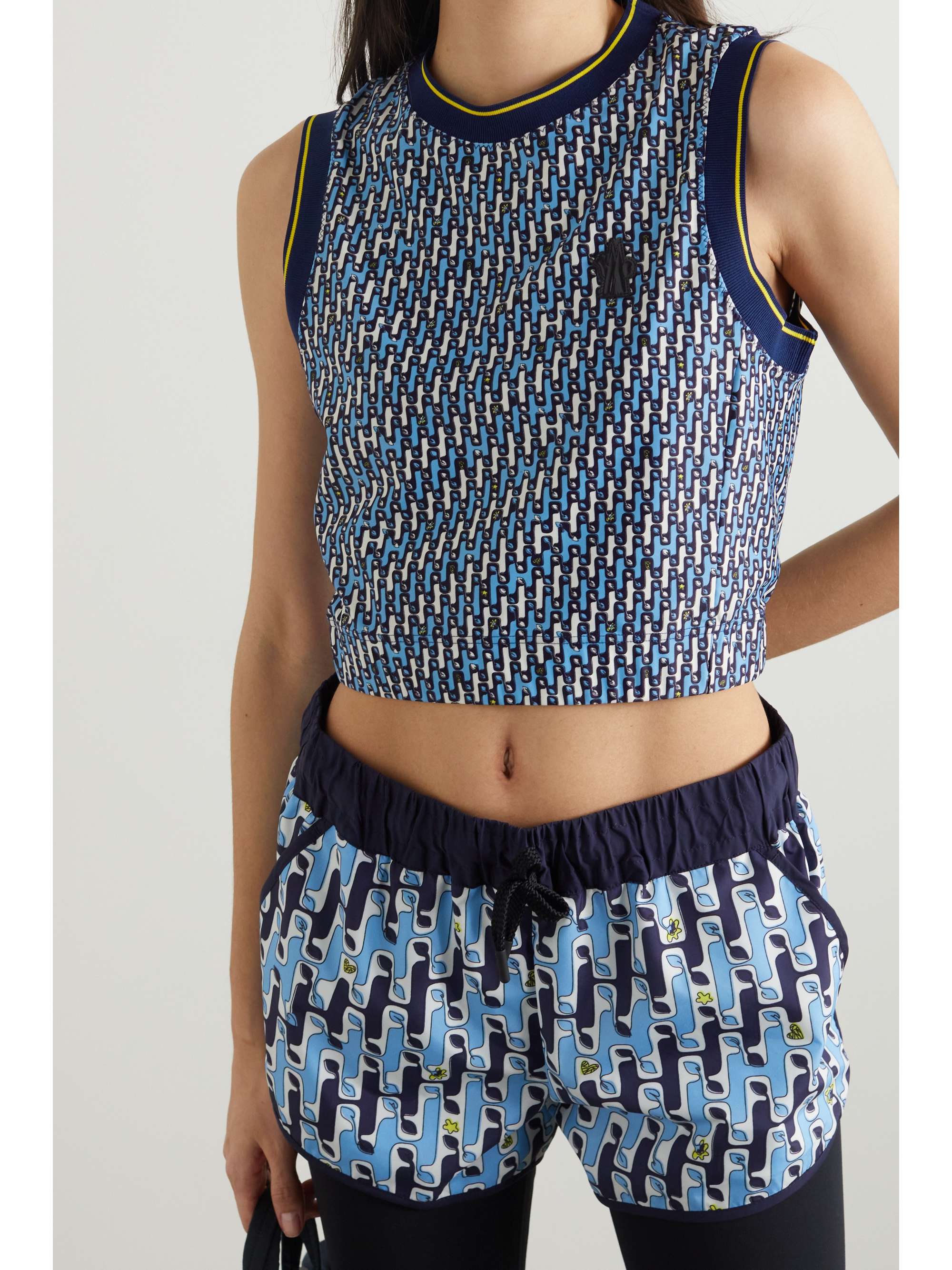 MONCLER GENIUS Cropped printed stretch-jersey tank