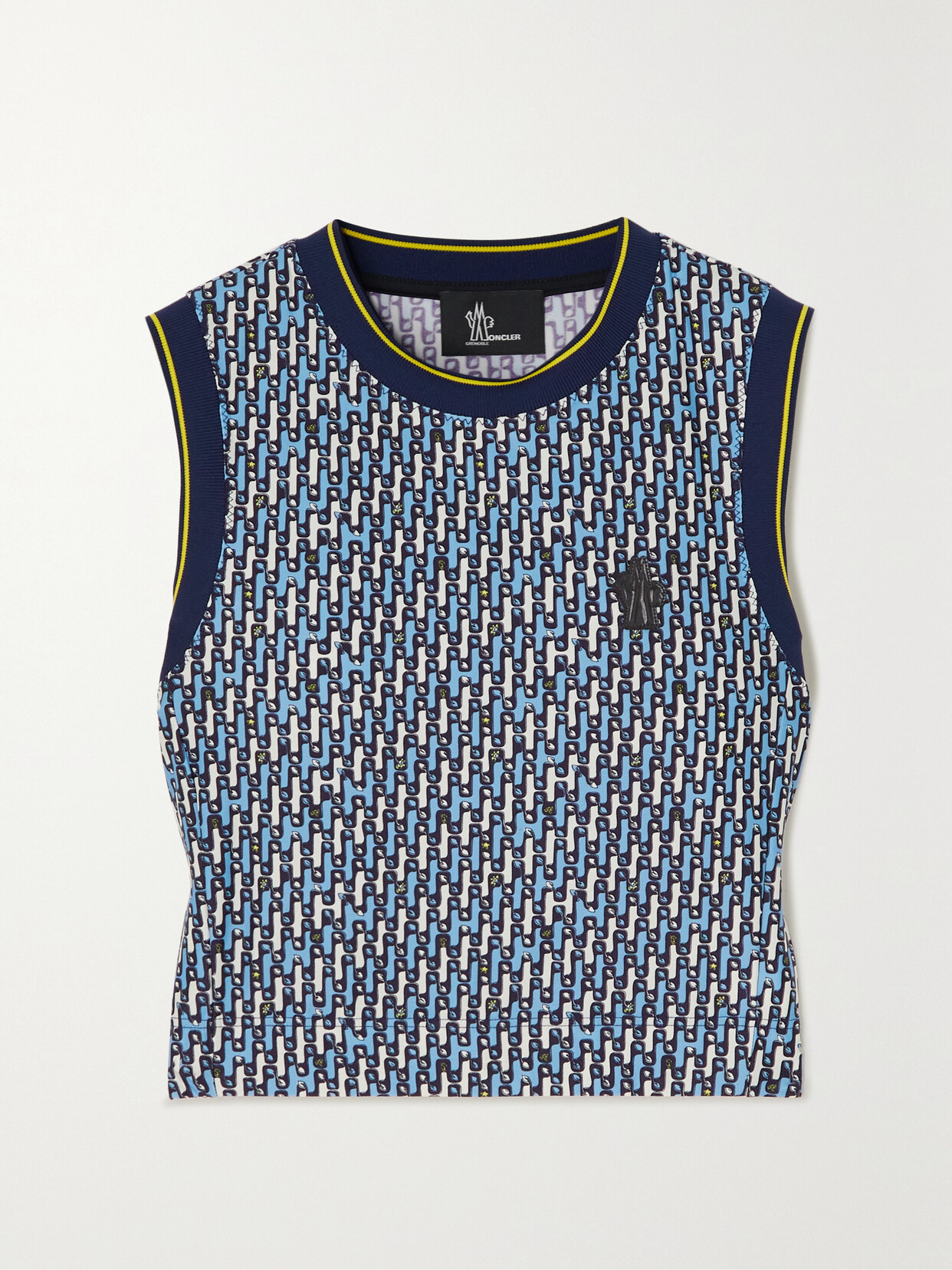 Moncler Genius Cropped Printed Stretch-jersey Tank - Blue