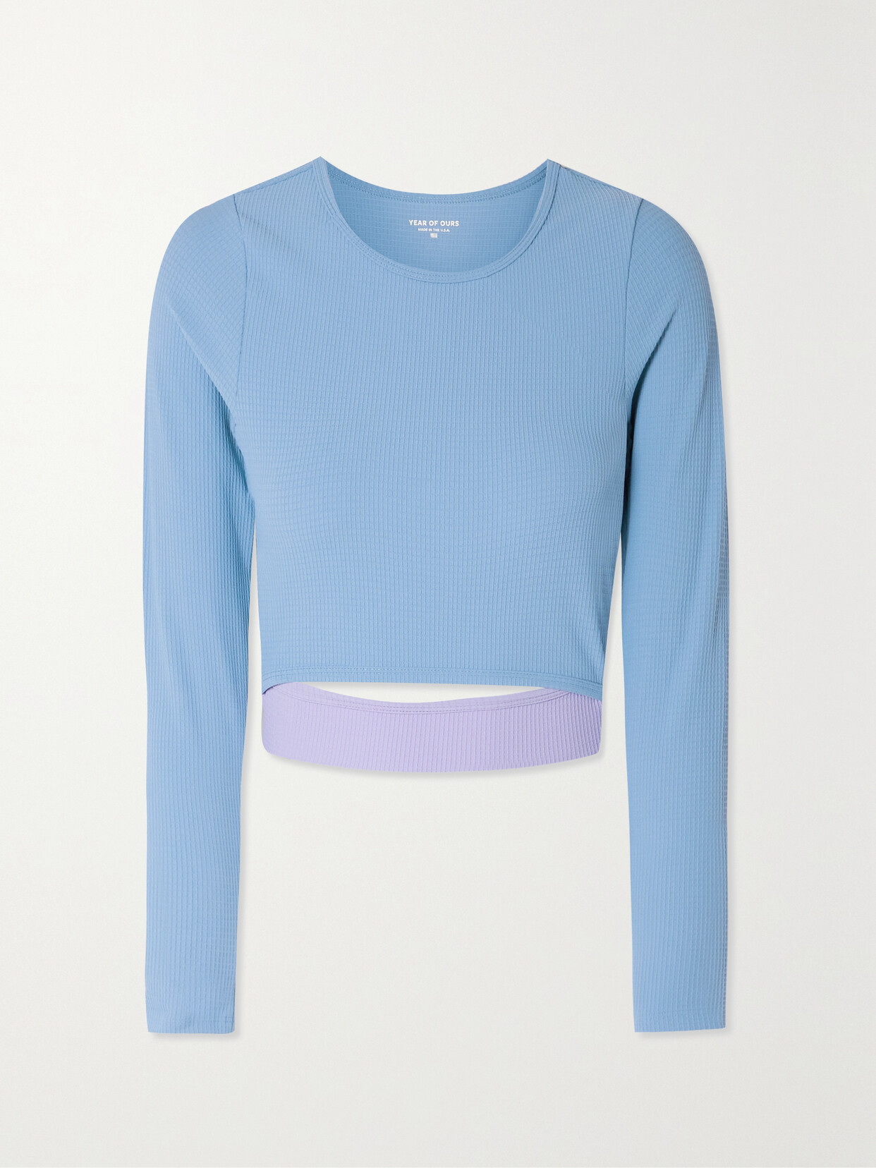Year of Ours Cropped Cutout Two-tone Stretch-jersey Top