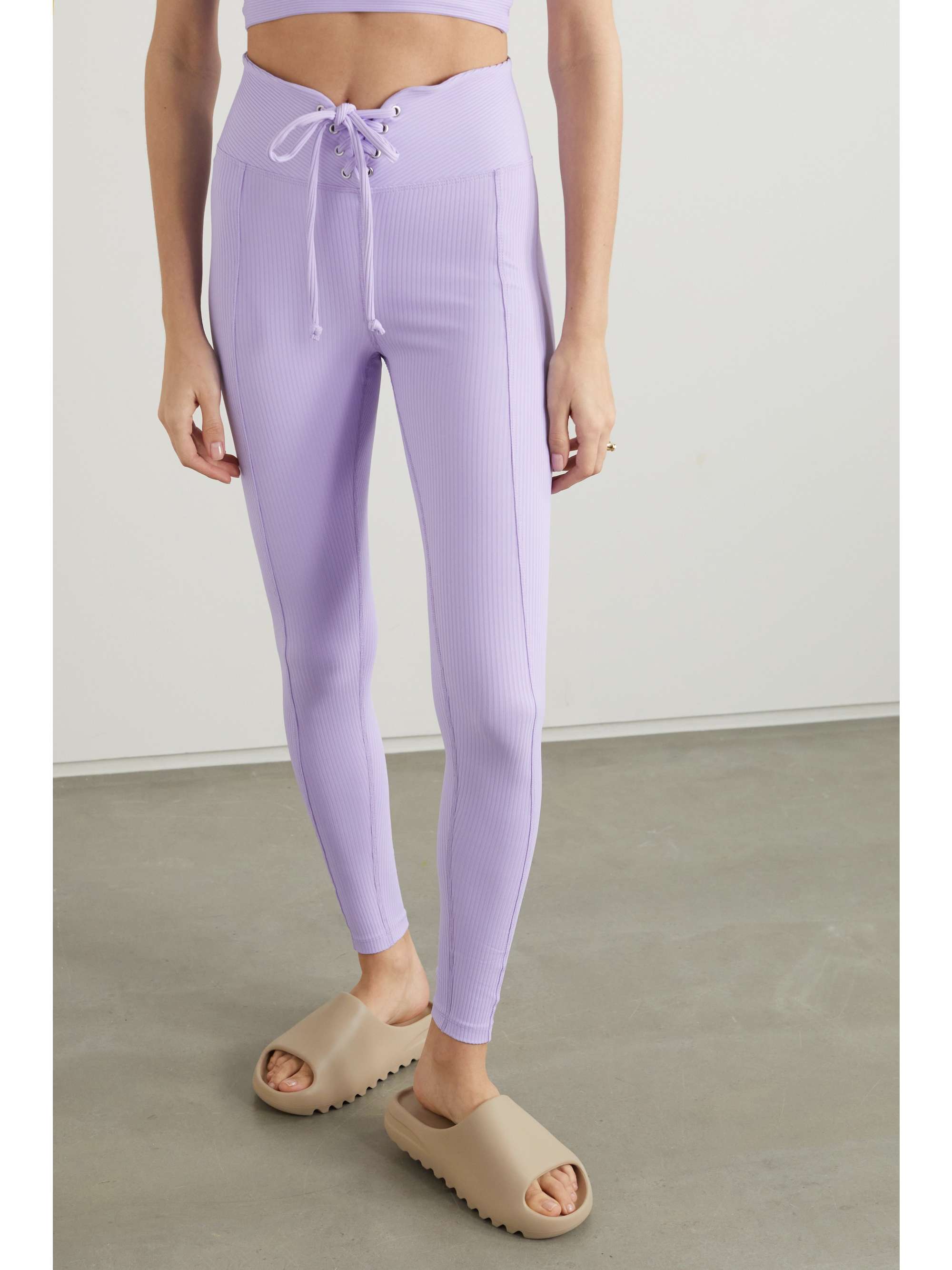 Lavender Football lace-up ribbed 